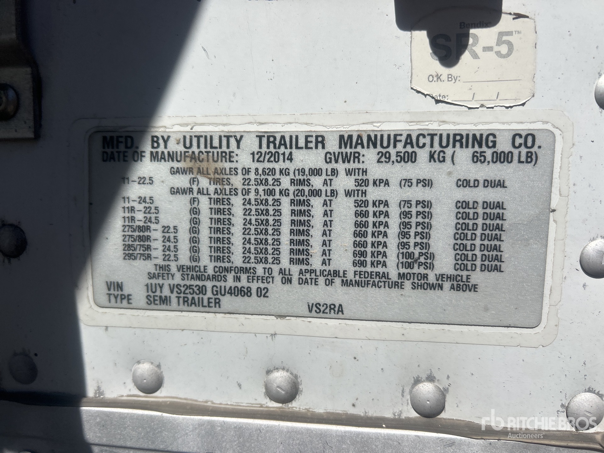 2016 Utility 53 ft x 102 in T/A