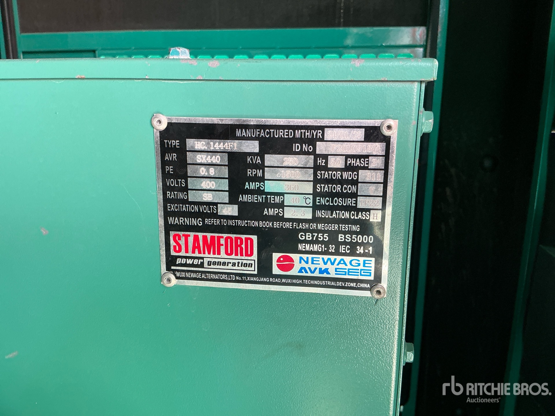 2025 Stamford 250 KVA SKID-MOUNTED