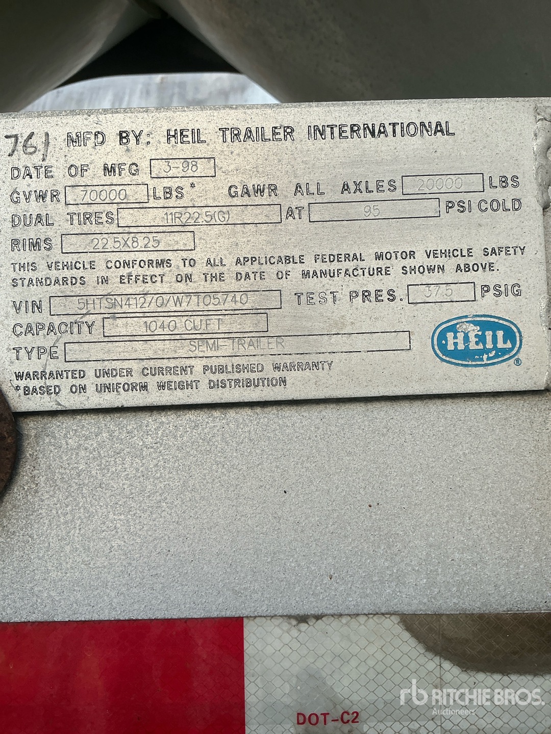 1998 Heil 1040 CFT T/A
