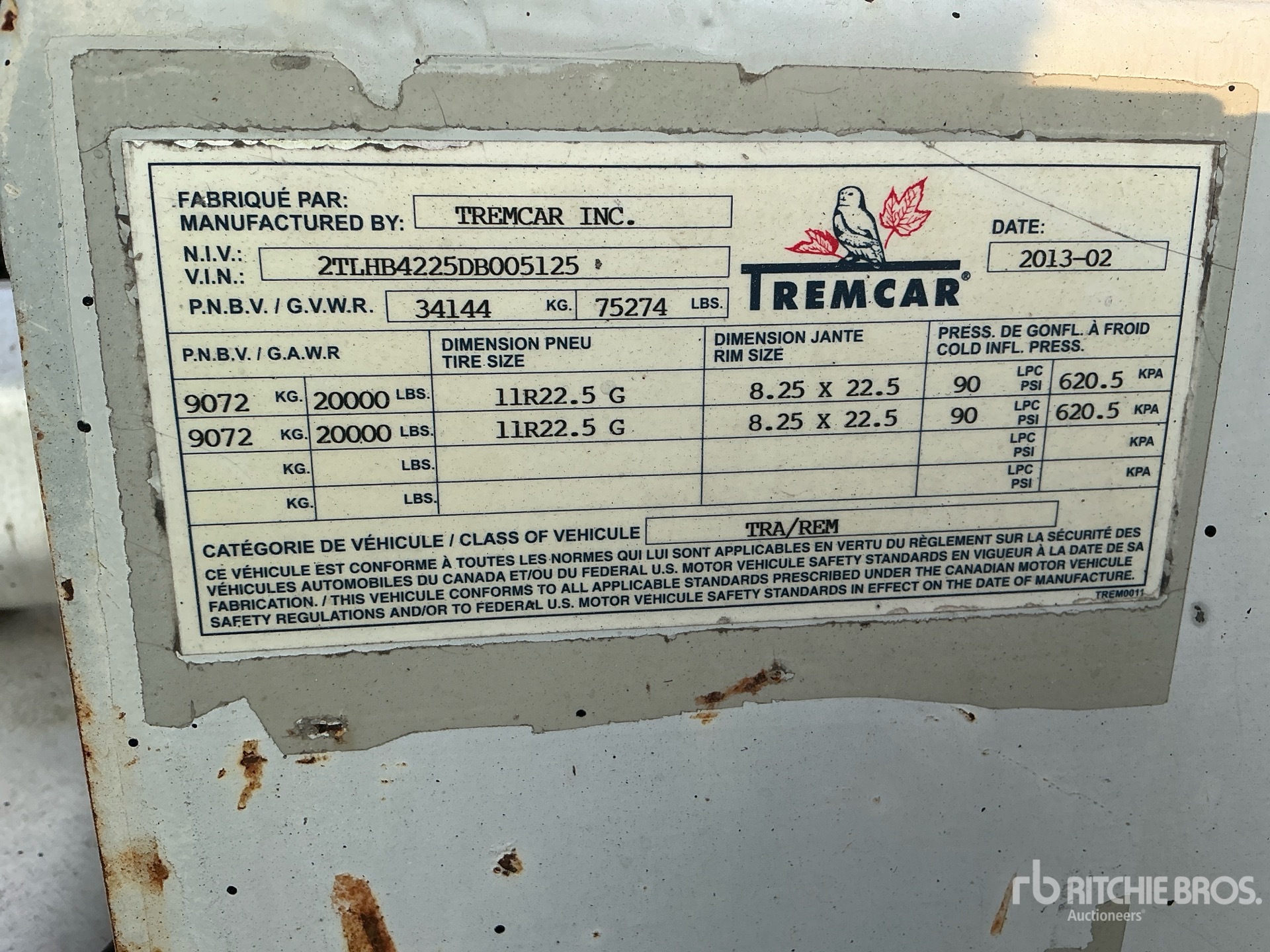 2013 Tremcar 1000 CFT T/A