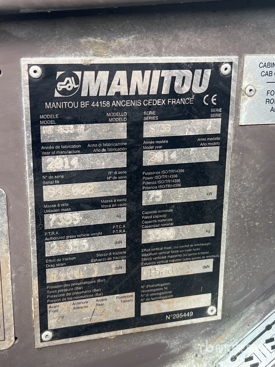 2014 Manitou MT835