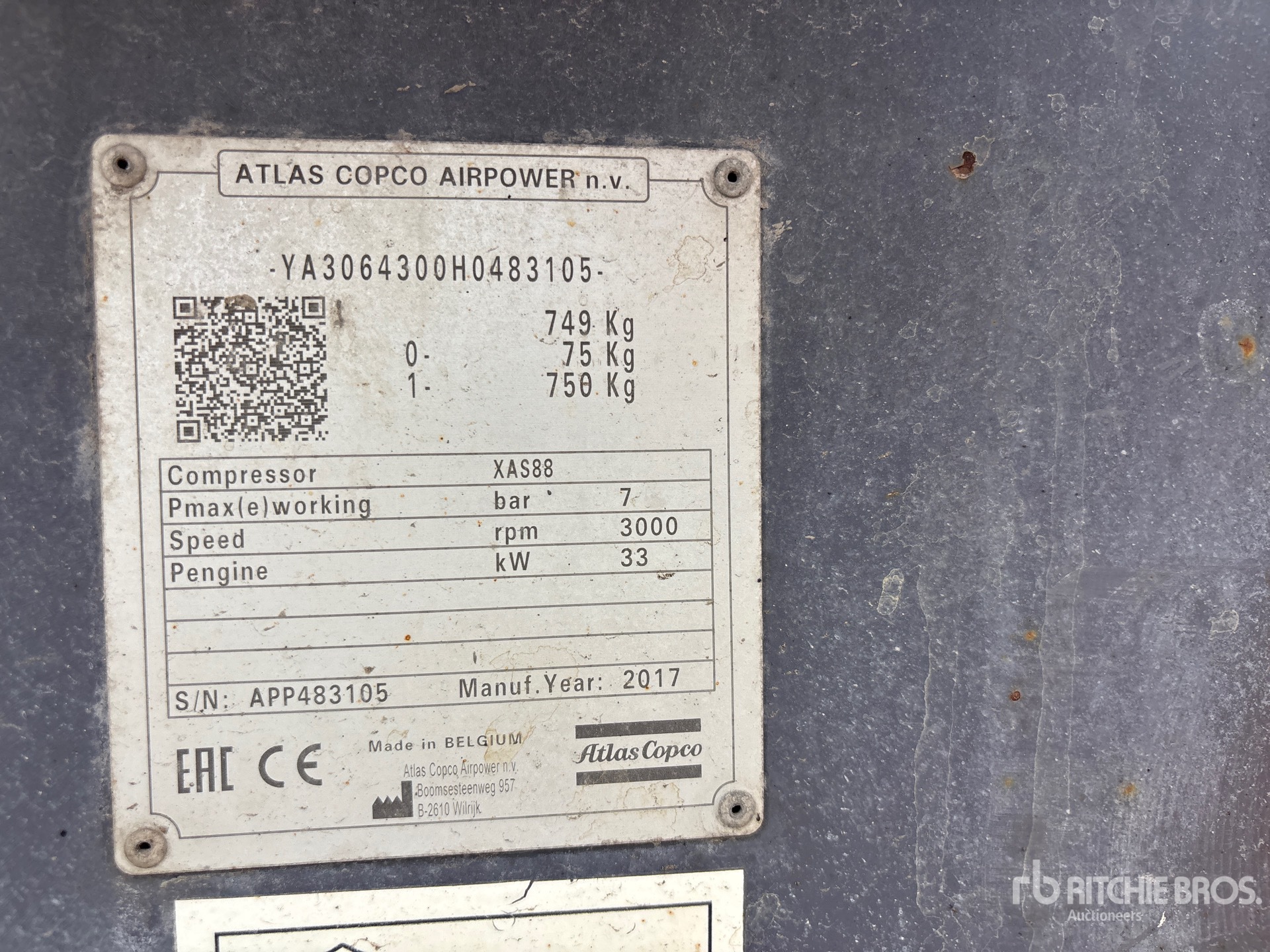 2017 Atlas Copco XAS 88