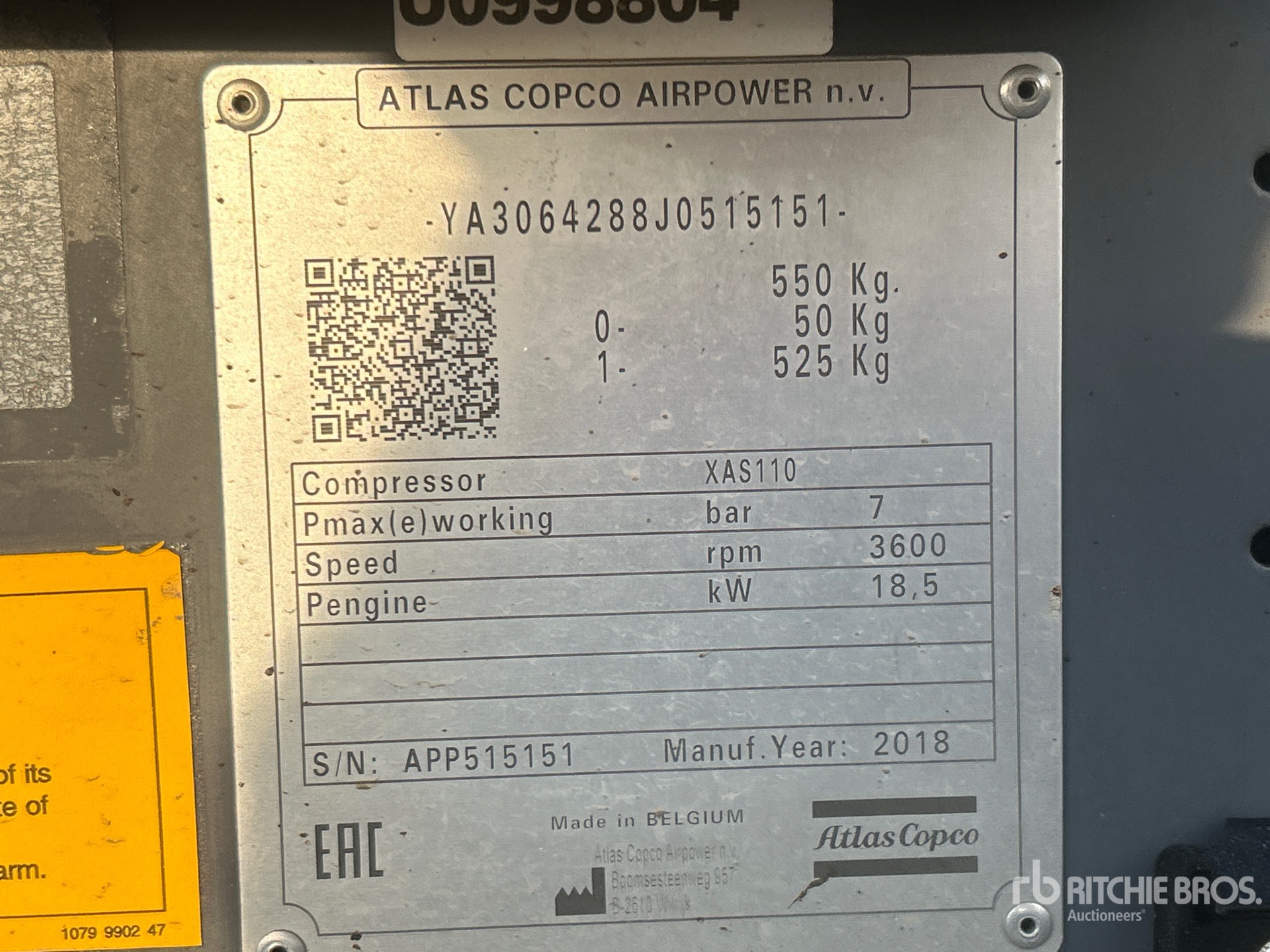 2018 Atlas Copco XAS110