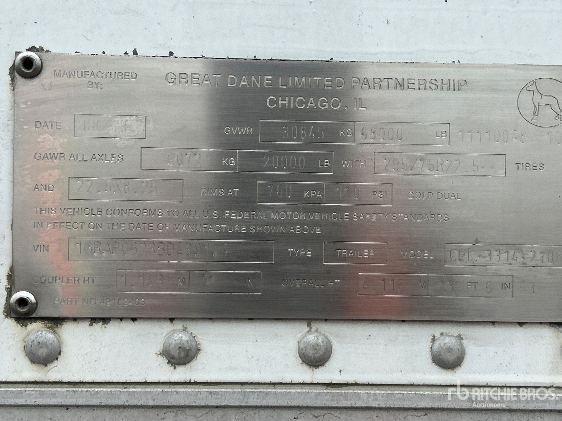 2011 Great Dane 53 FT X 102 IN T/A