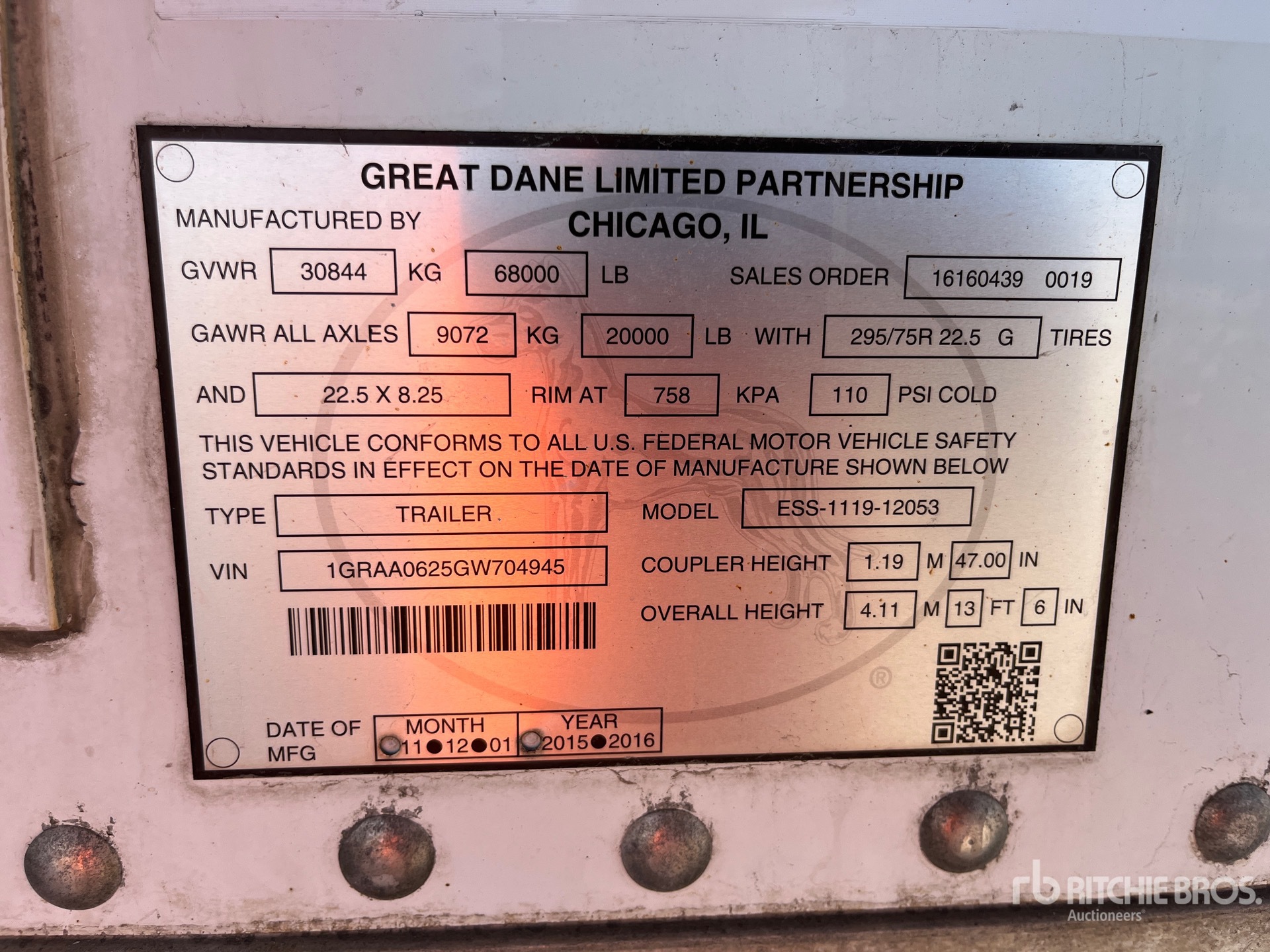2016 Great Dane ESS-1119-12053