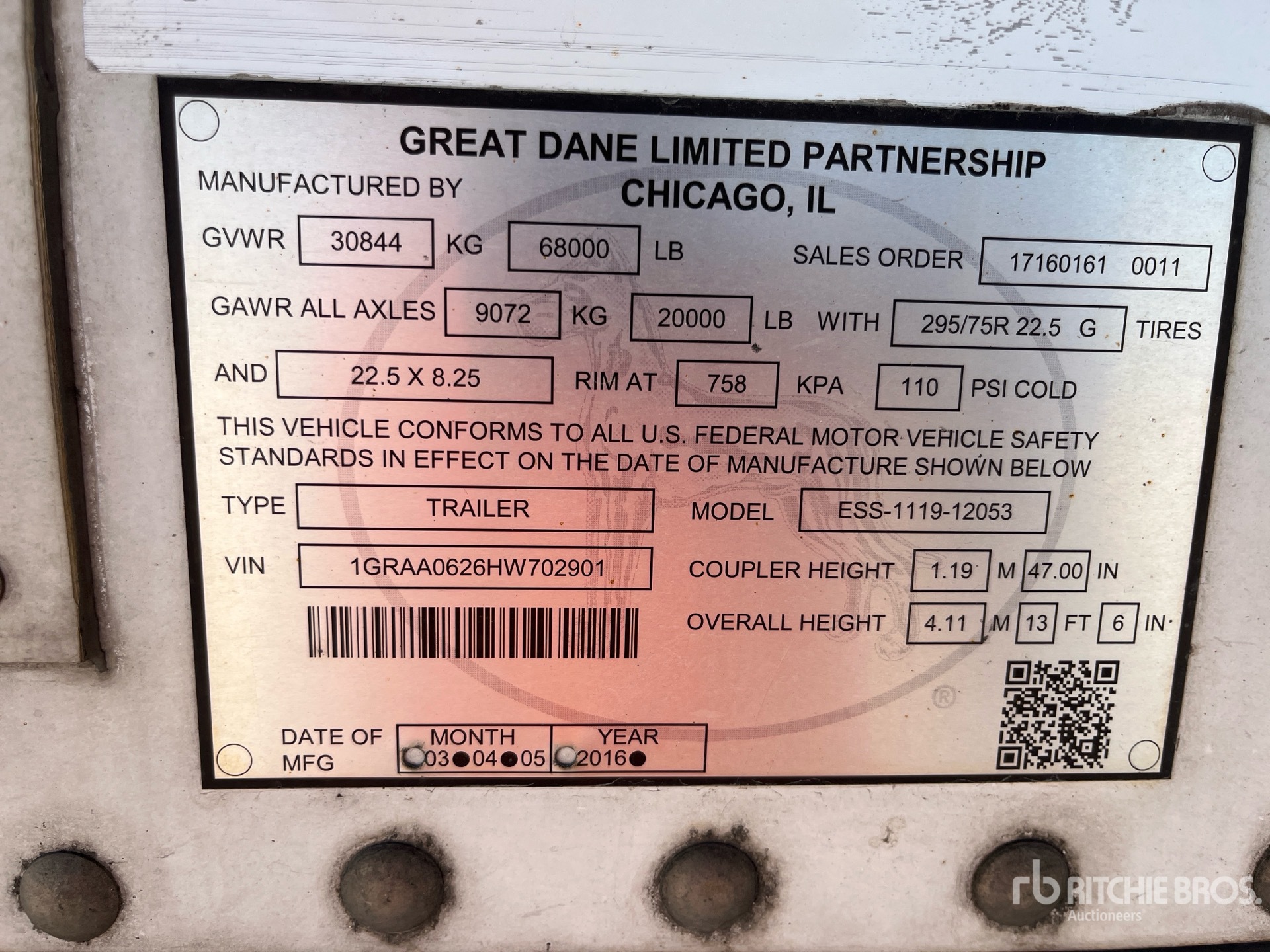 2017 Great Dane ESS-1119-12053