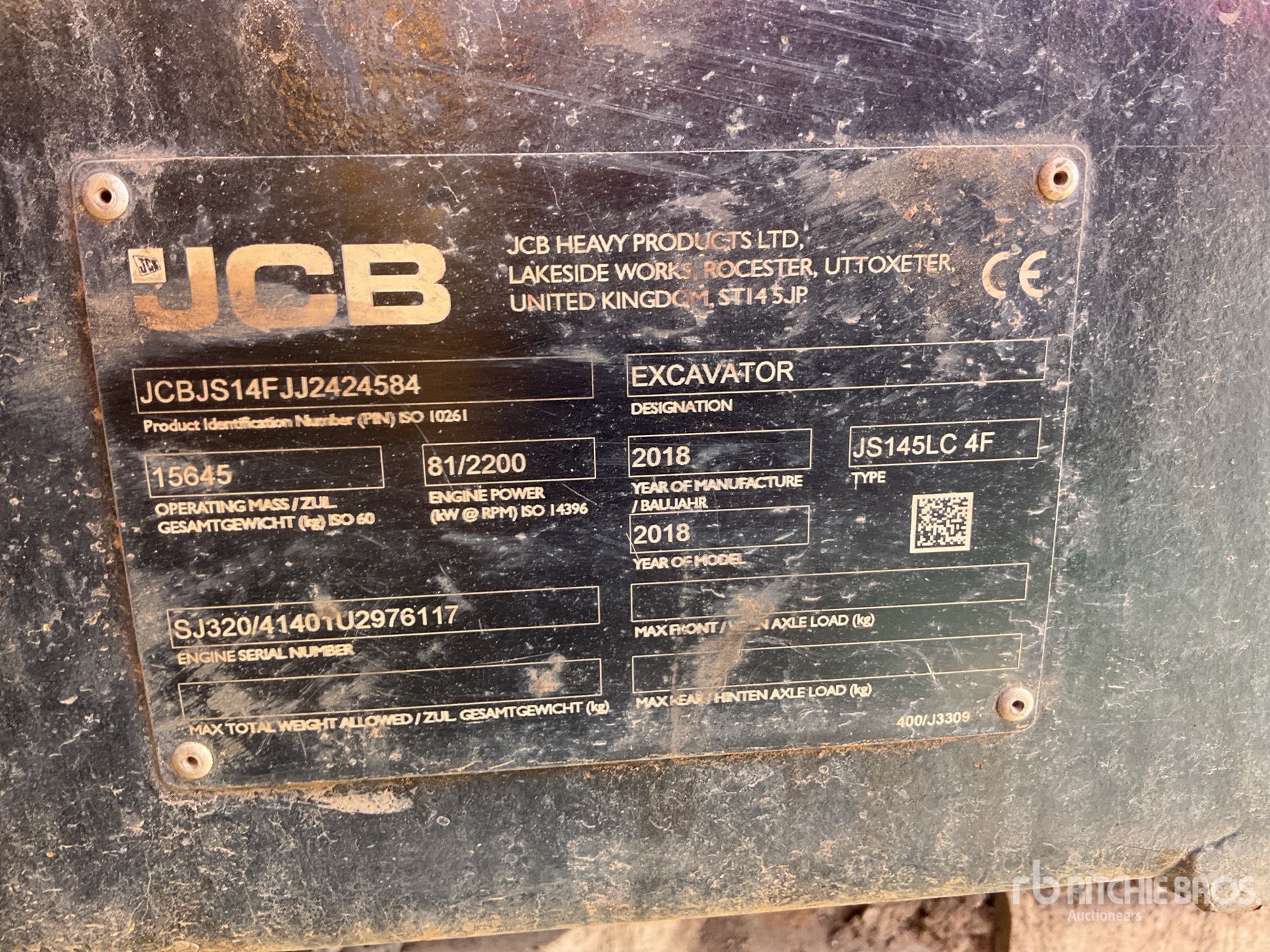 2018 JCB JS145LC 4F