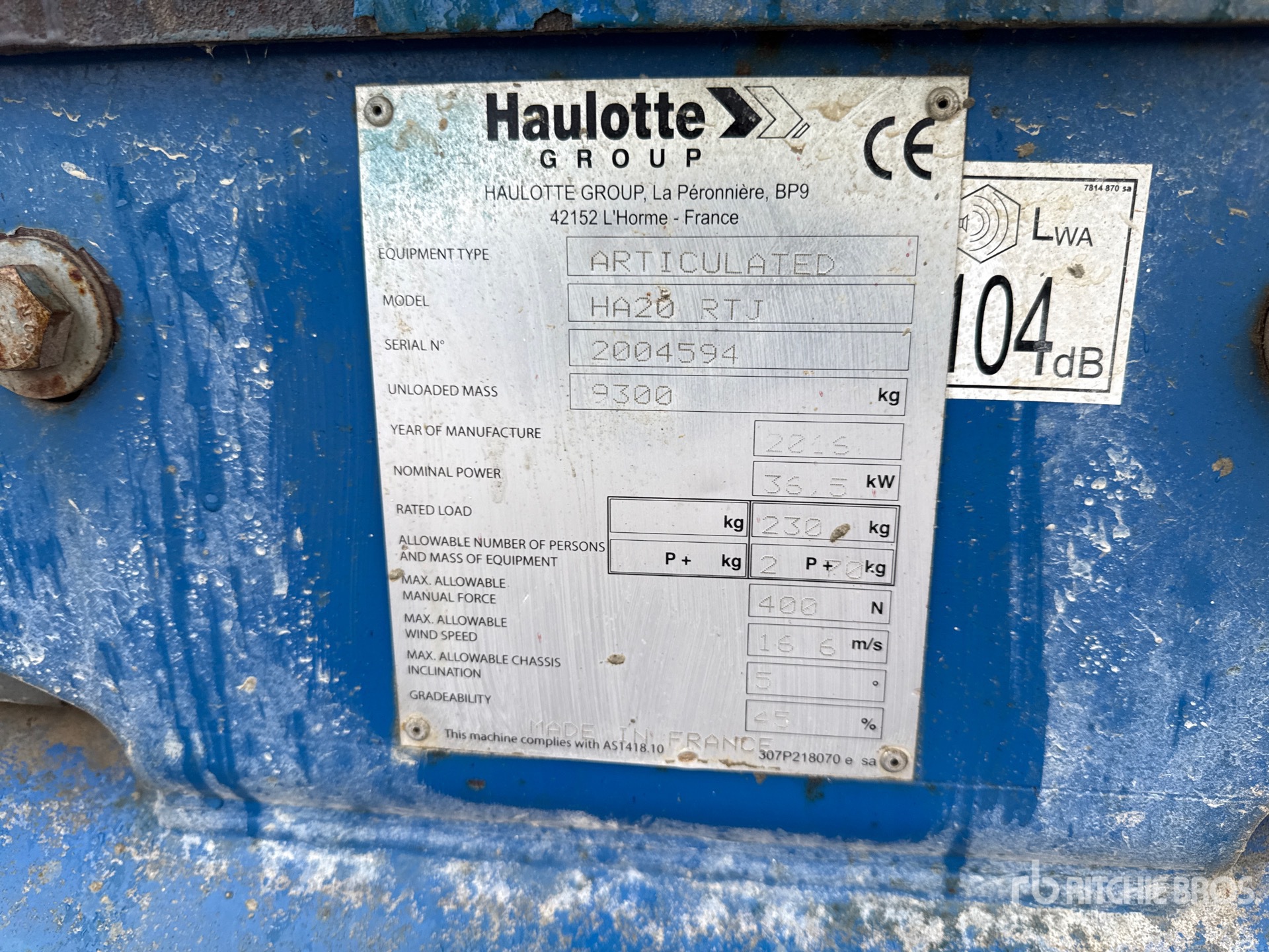 2016 Haulotte HA20RTJ