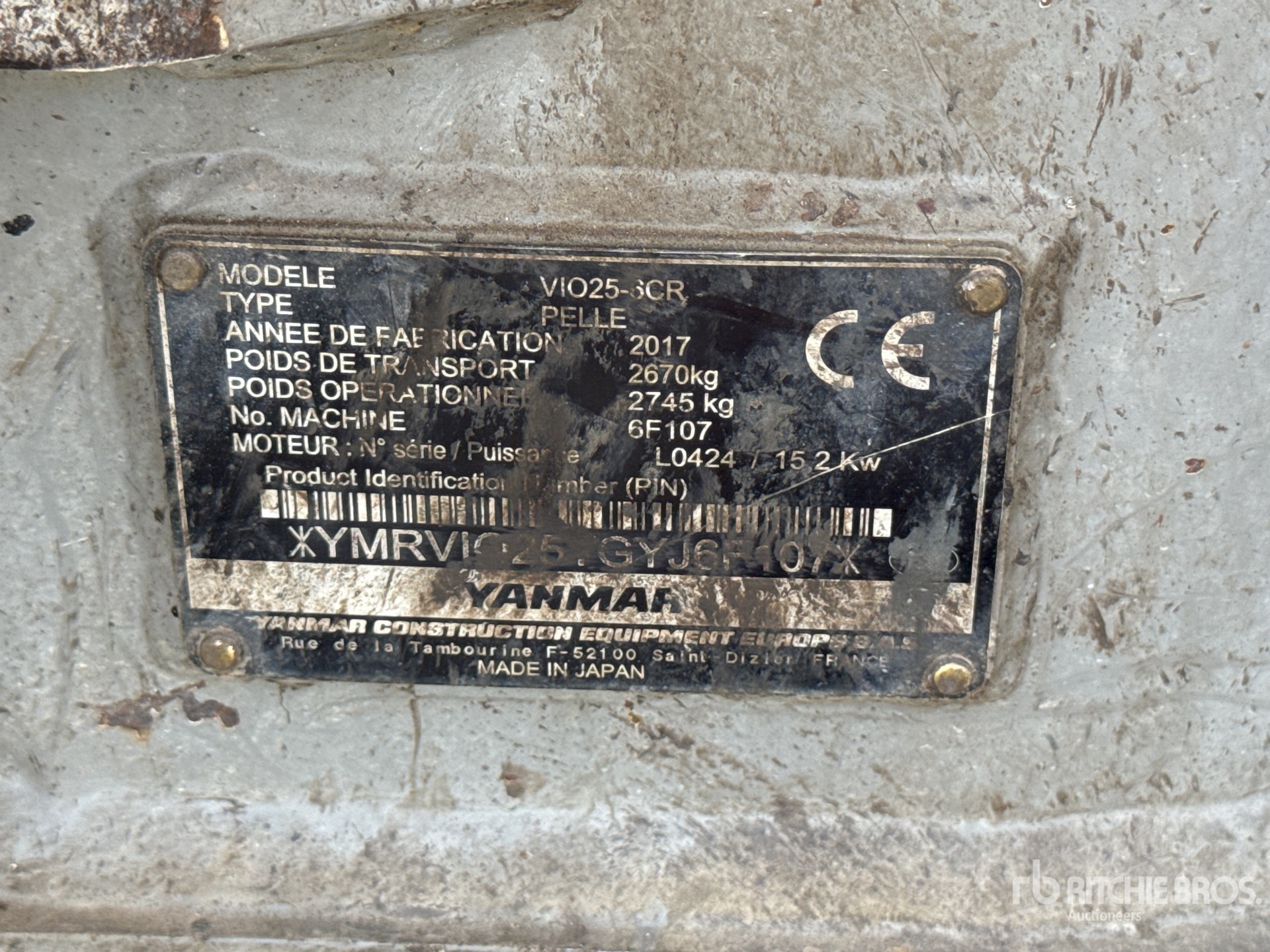 2017 Yanmar VIO25-6CR