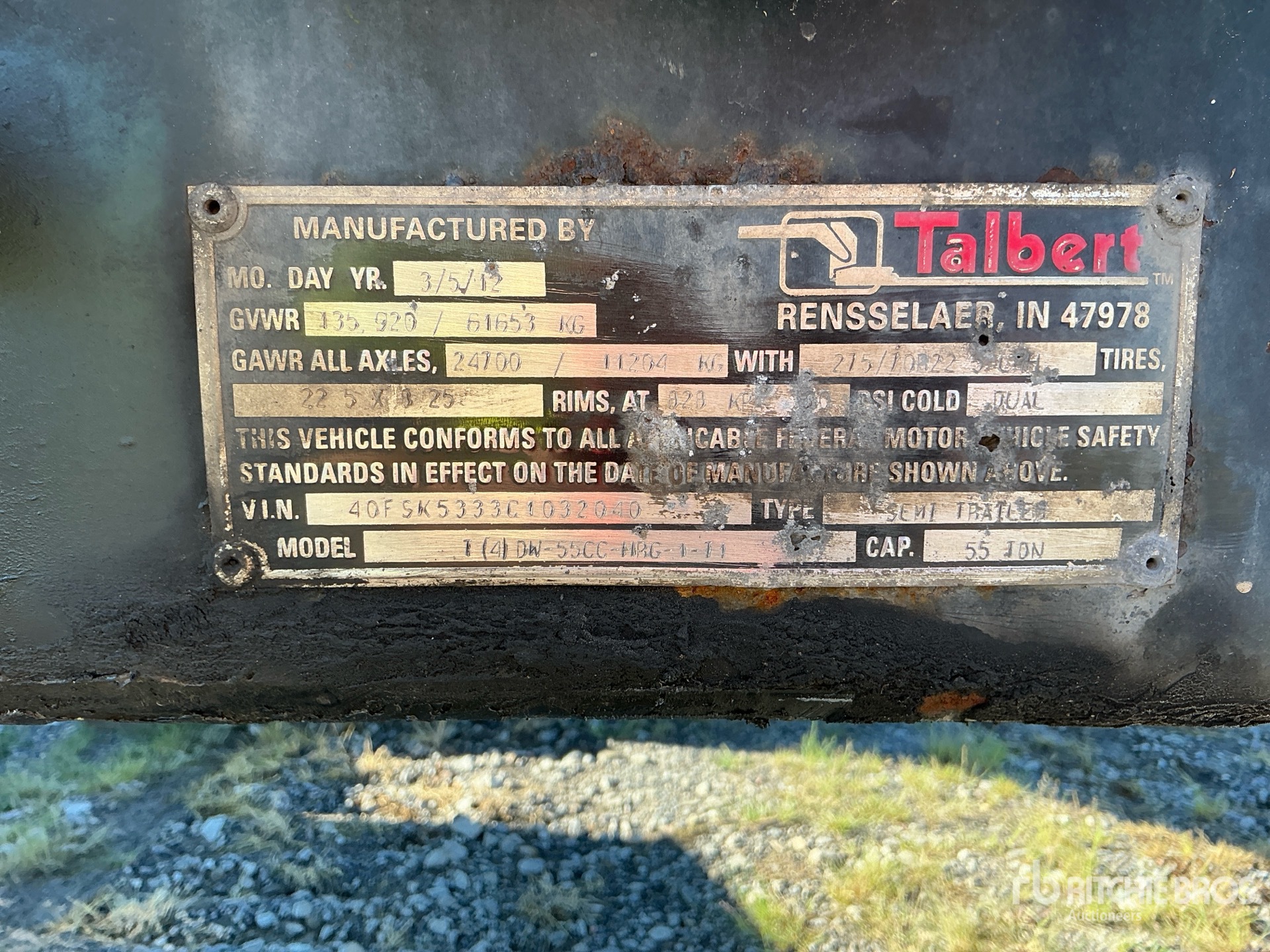 2012 Talbert 1(4)DW-55CC-HRG