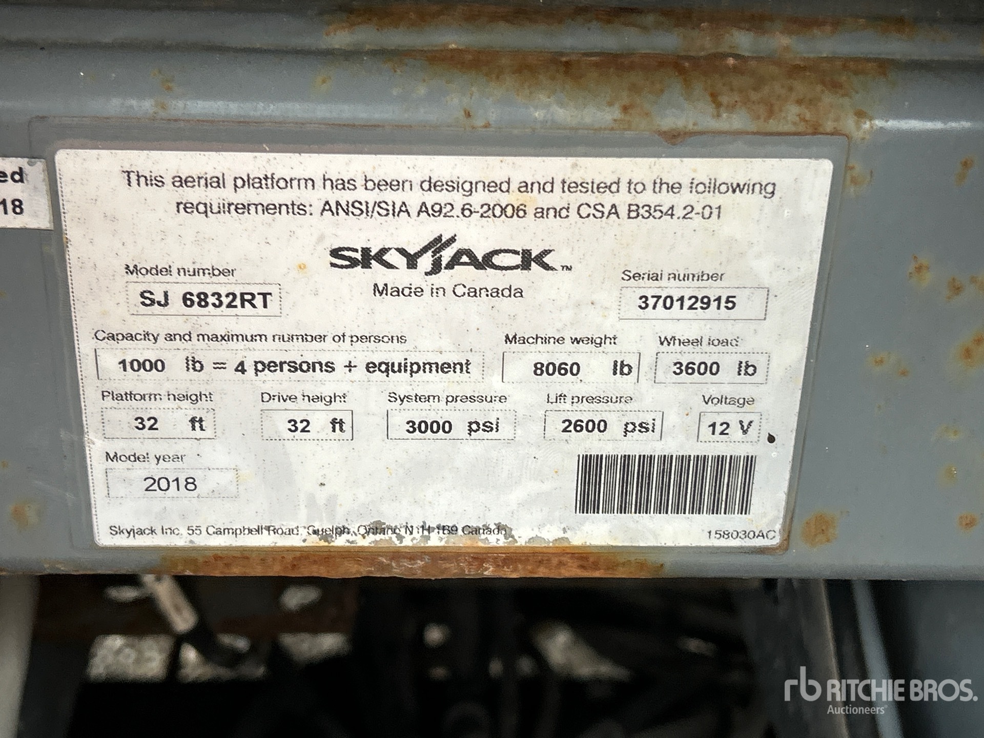 2018 Skyjack SJ6832 RT