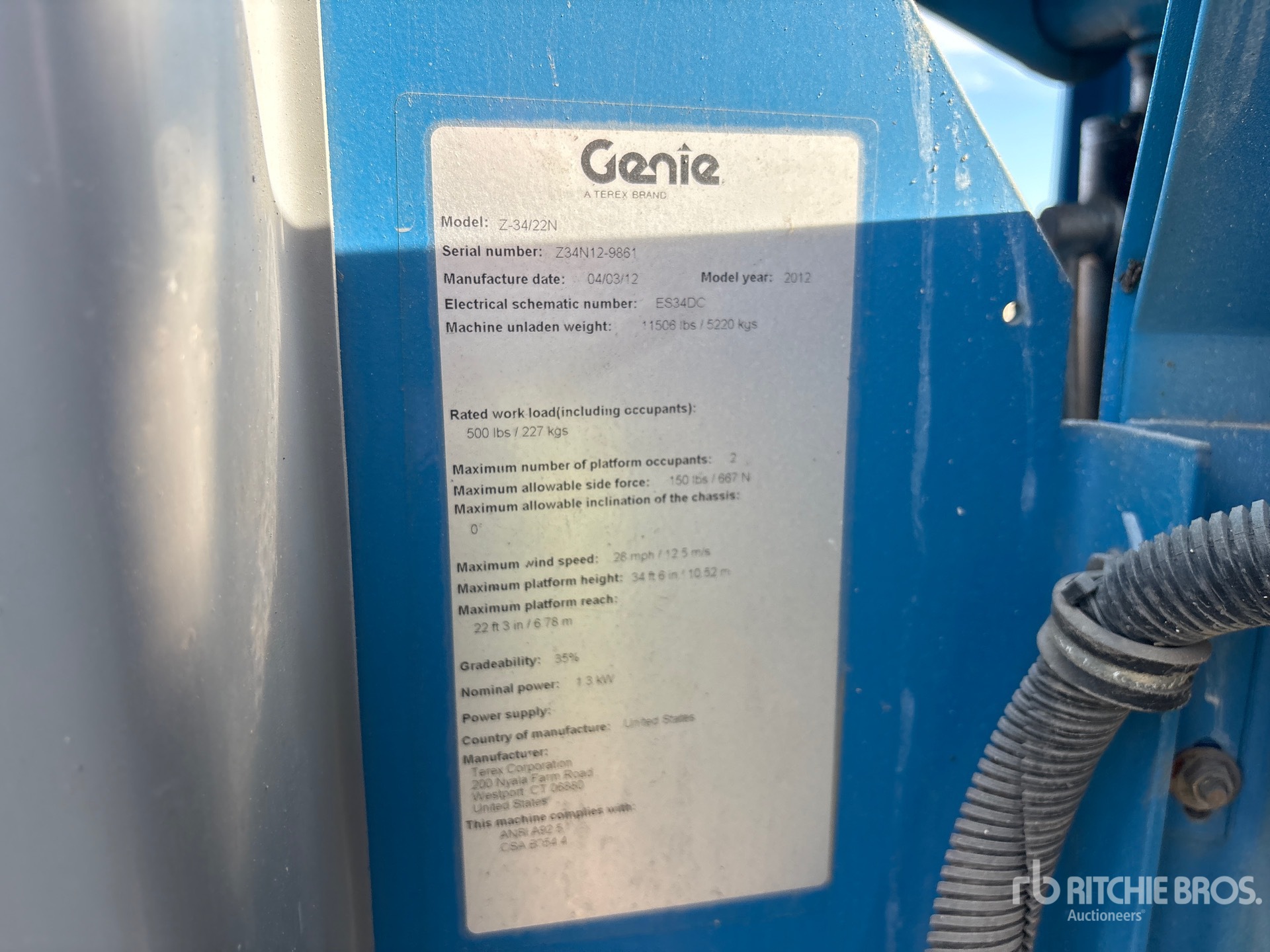 2012 Genie Z-34/22N