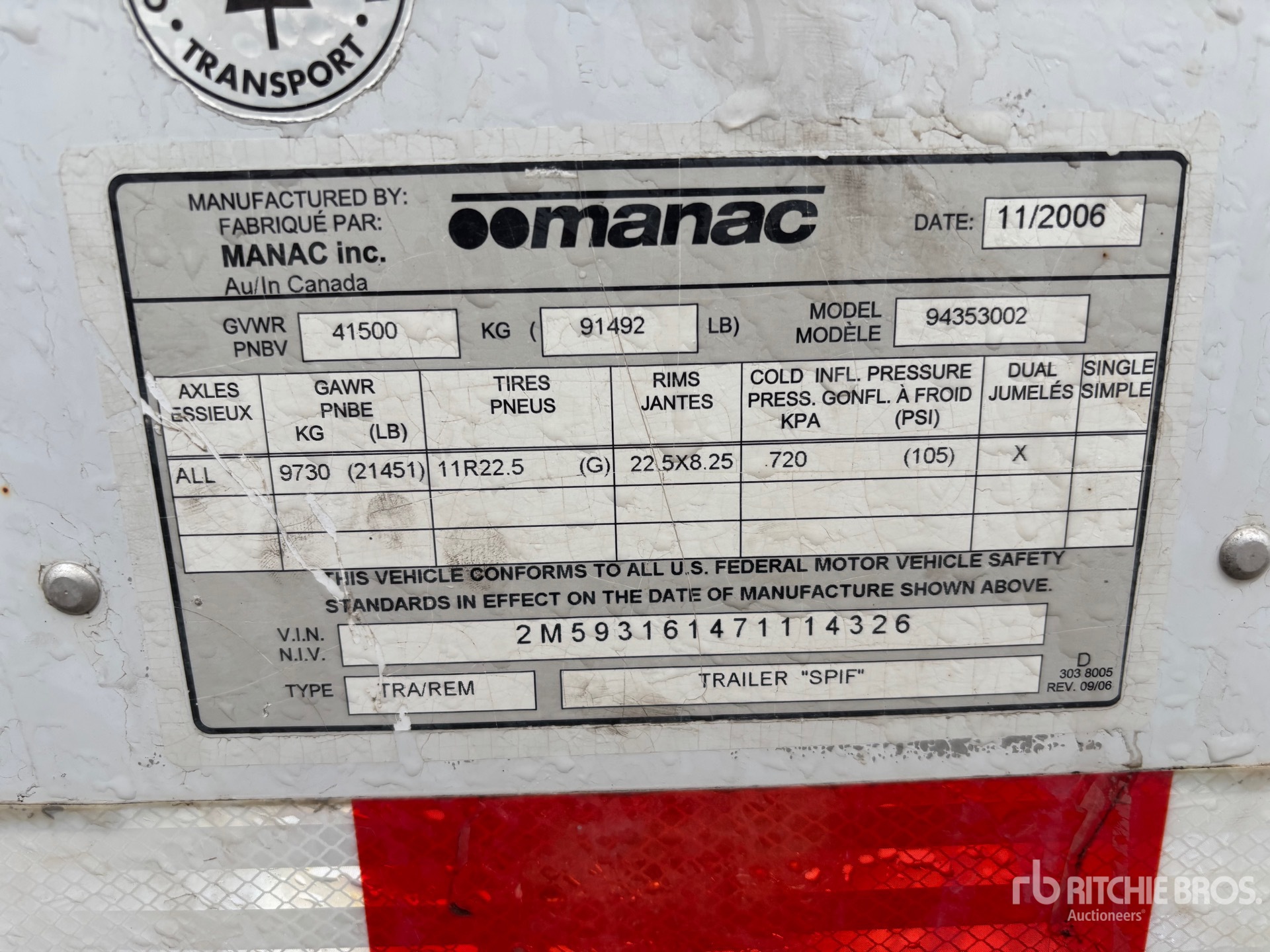 2007 Manac 53 FT X 102 IN TRI/A
