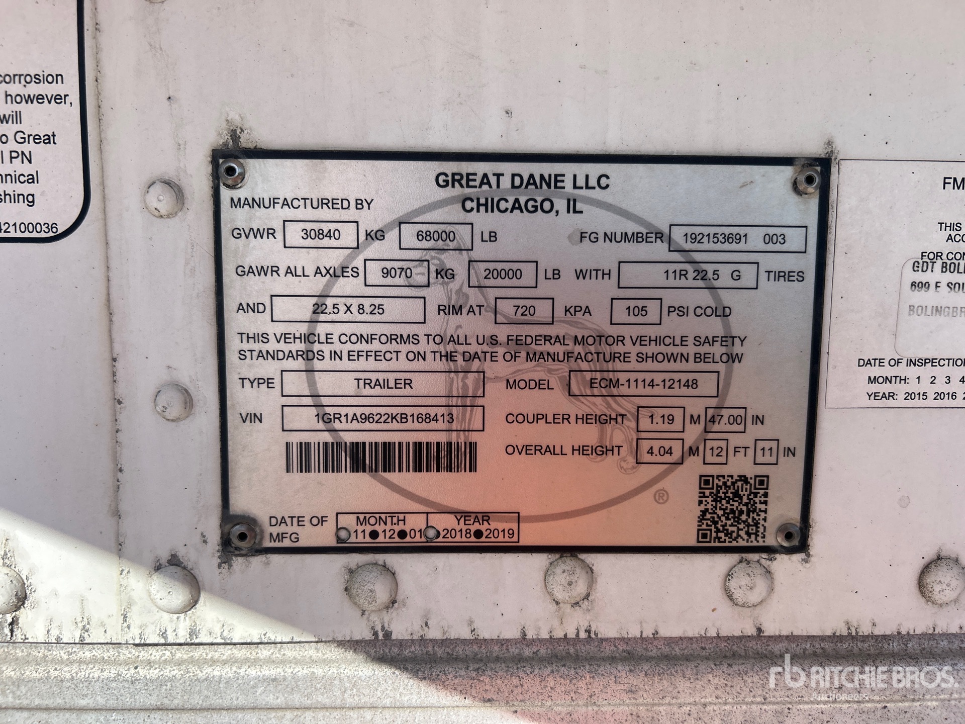 2019 Great Dane ECM-1114-12148
