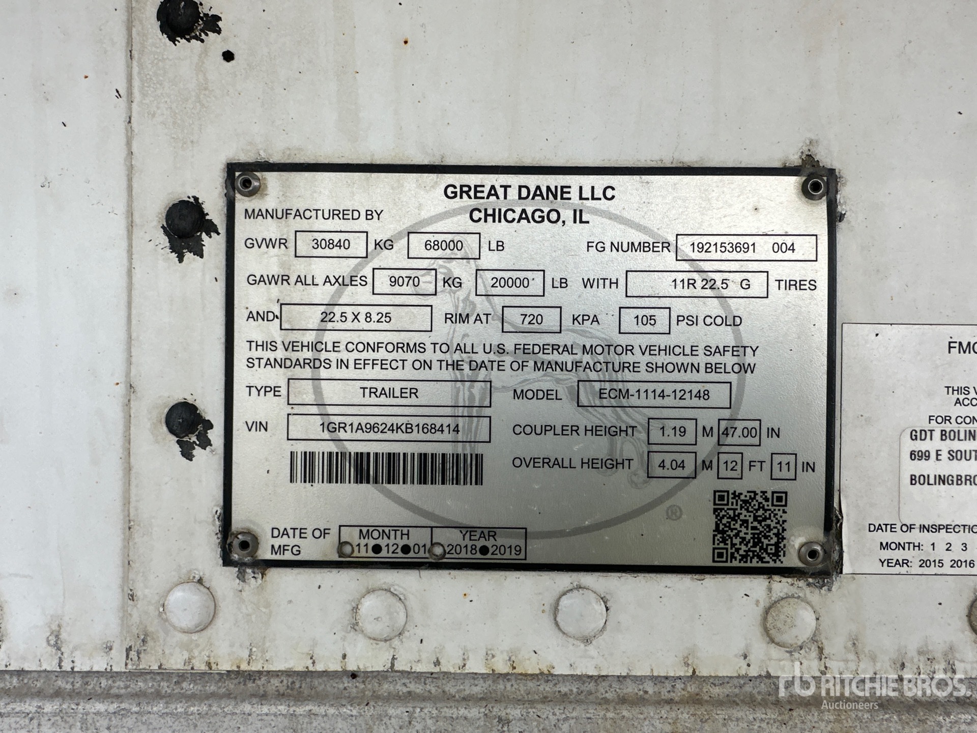 2019 Great Dane ECM-1114-12148