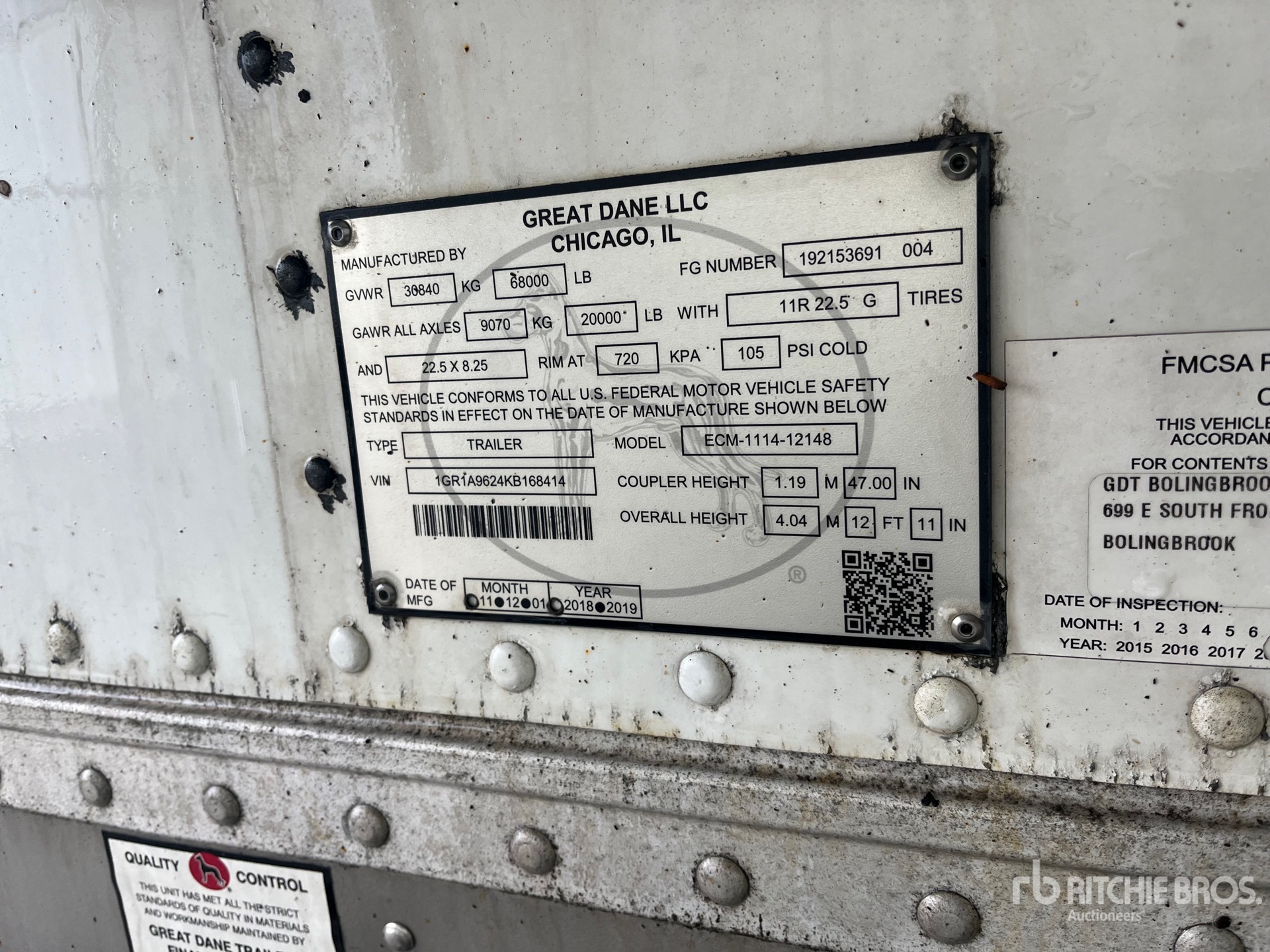 2019 Great Dane ECM-1114-12148