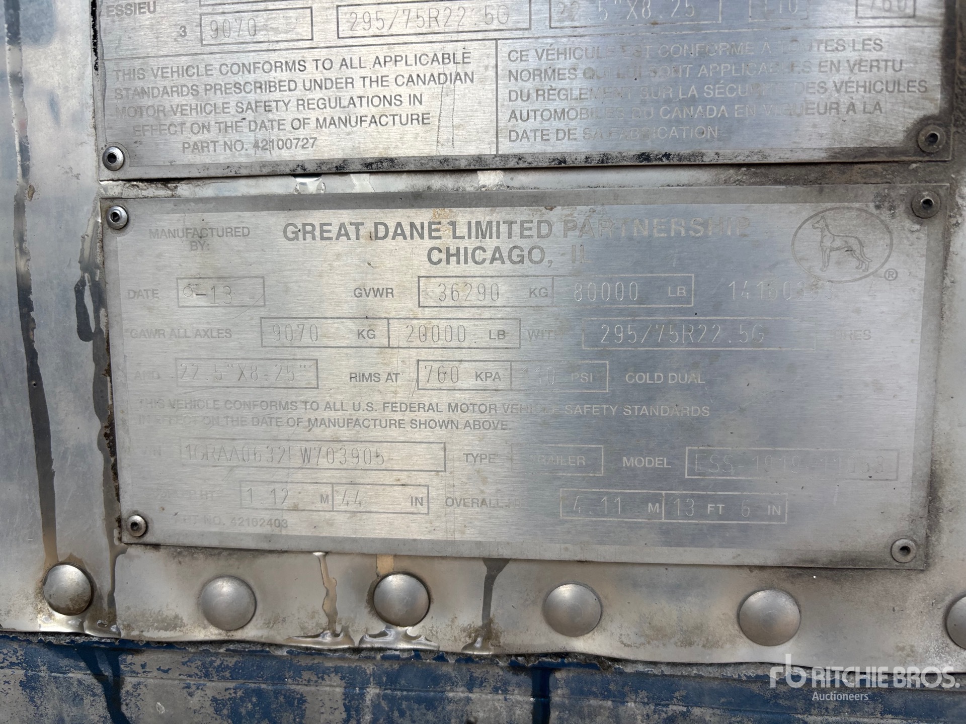 2014 Great Dane 53 FT X 102 IN TRI/A