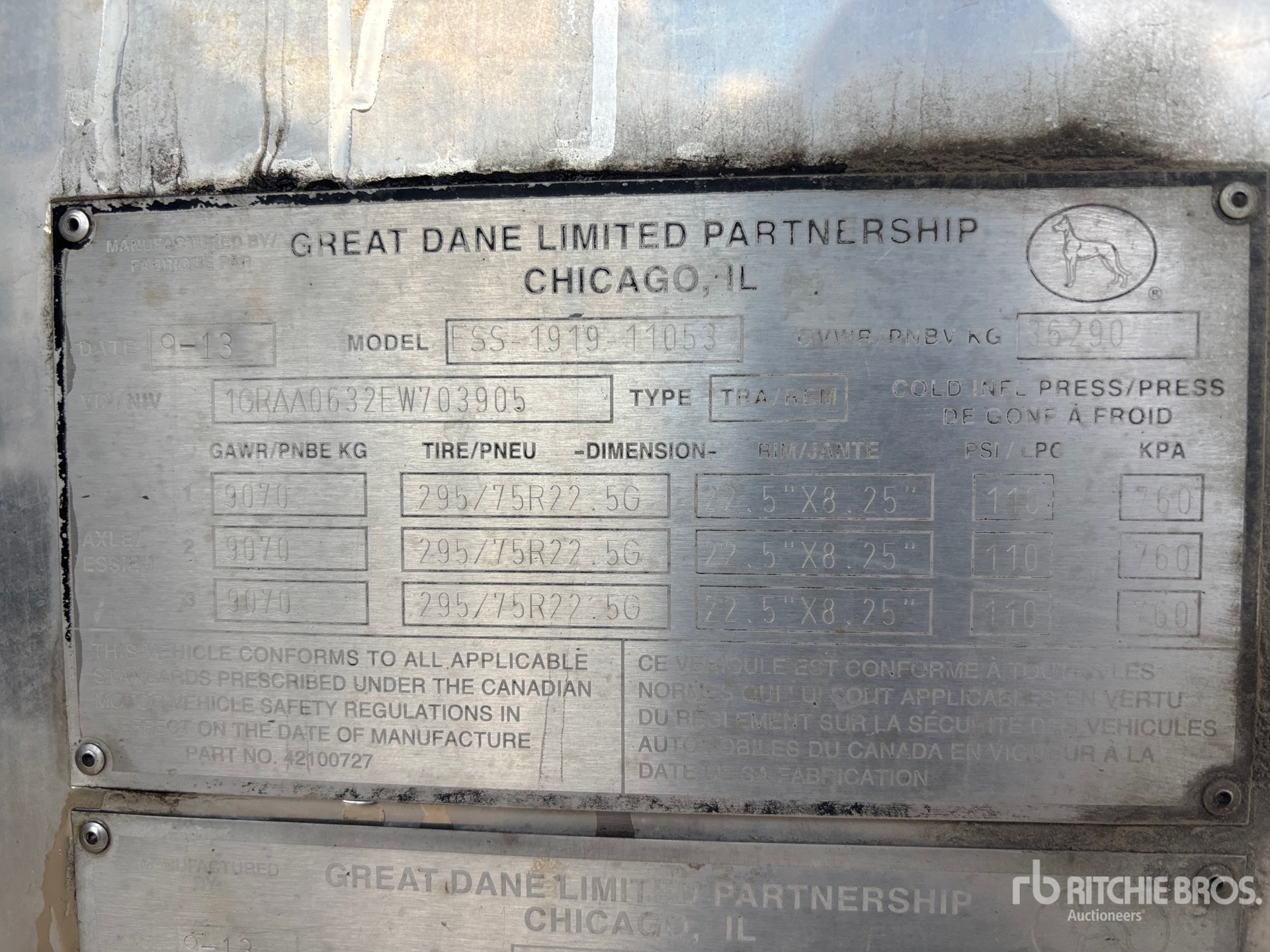 2014 Great Dane 53 FT X 102 IN TRI/A