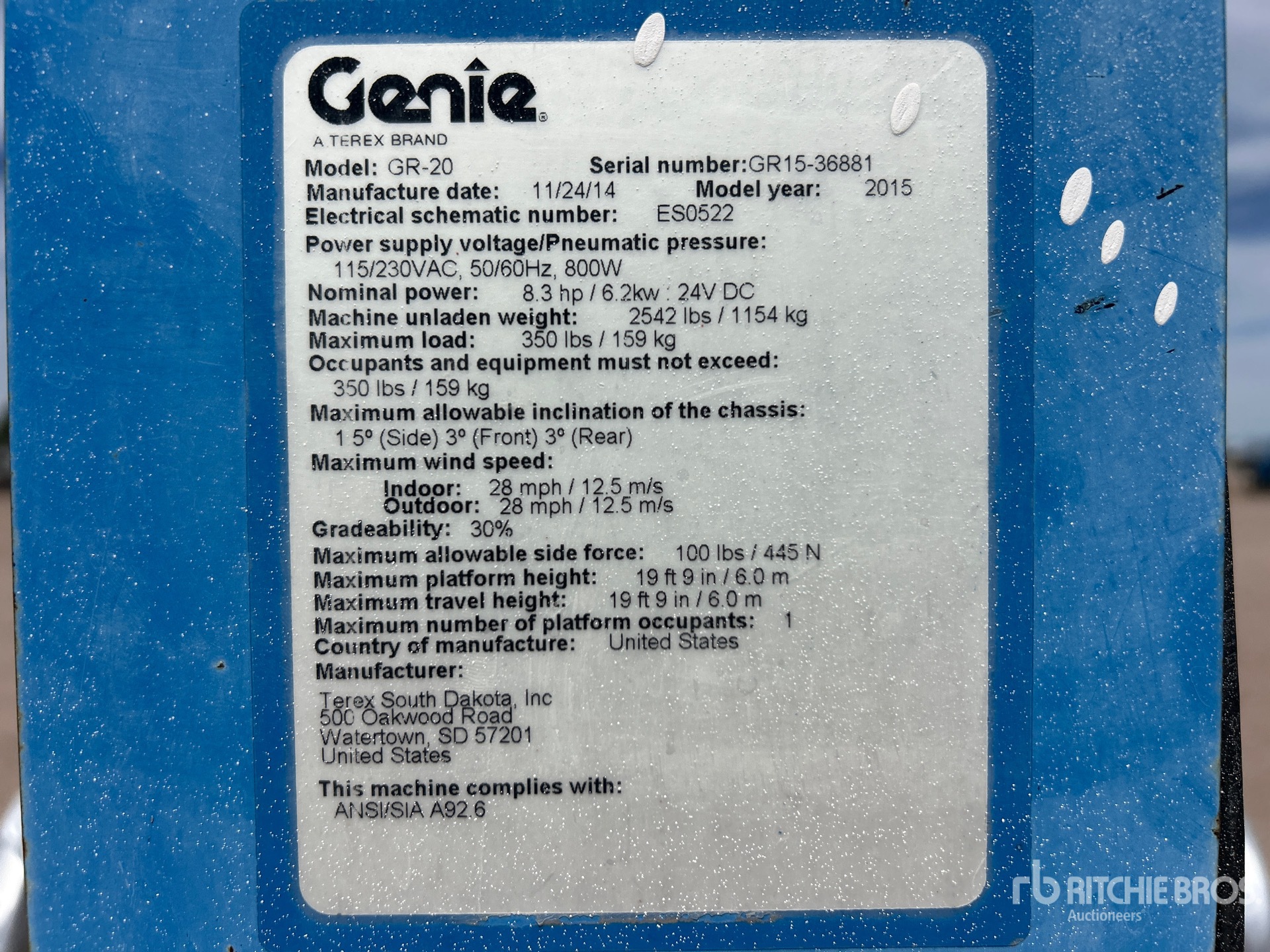 2015 Genie GR-20