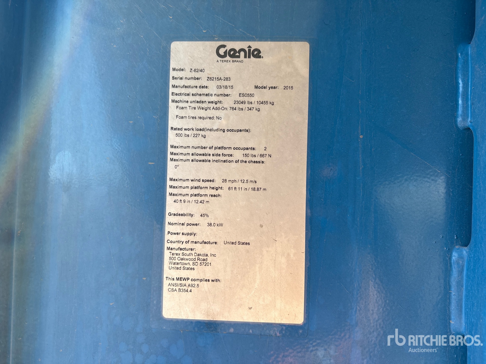 2015 Genie Z-62/40