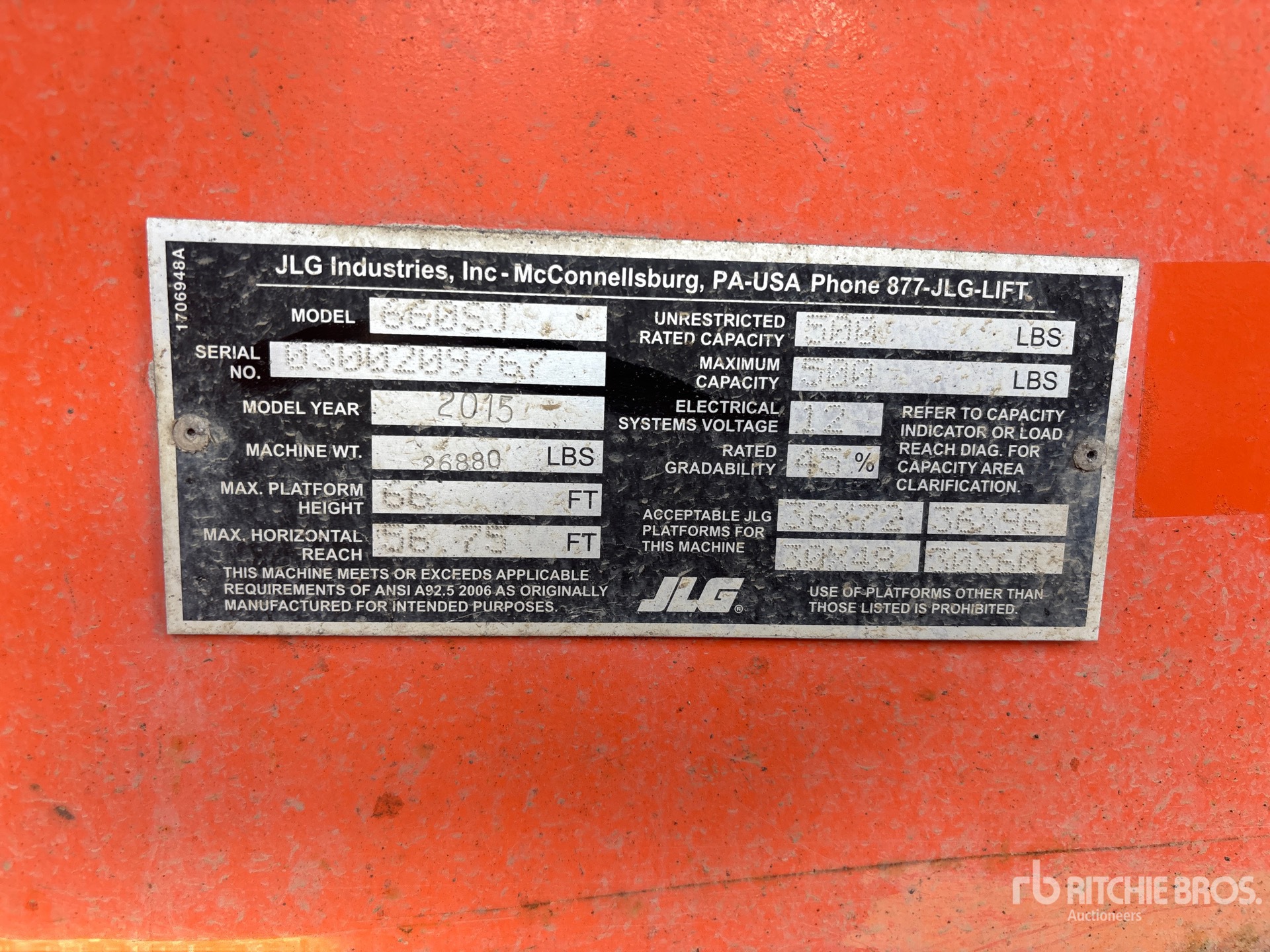 2015 JLG 660SJ