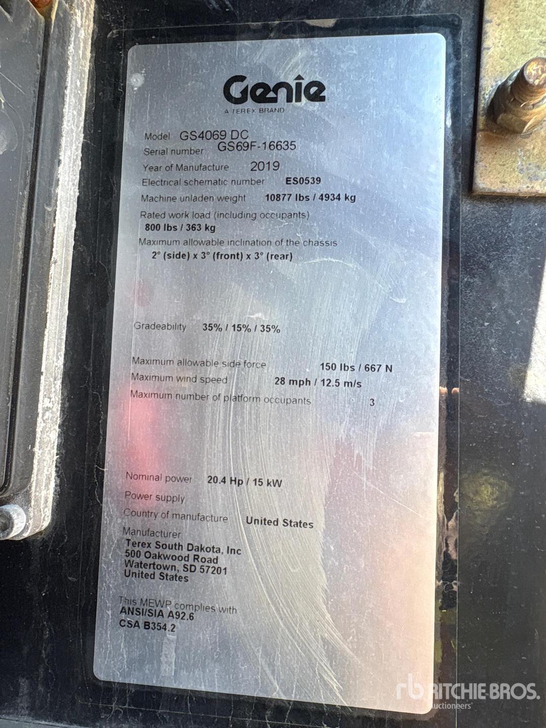 2019 Genie GS-4069DC