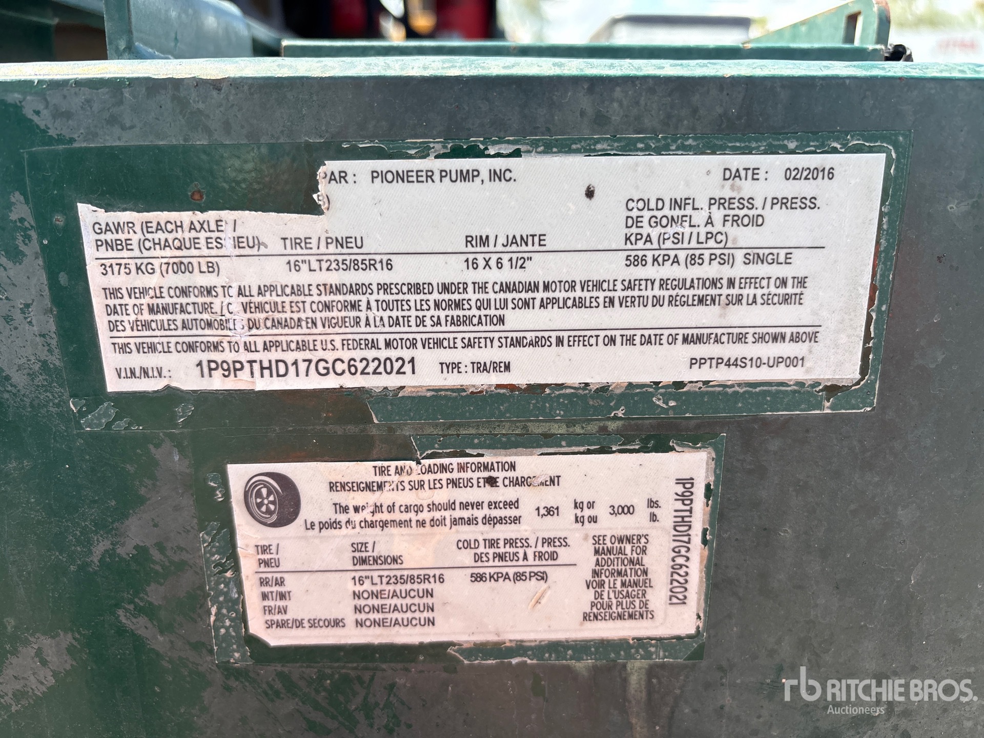 2016 Pioneer Pump TRAILER-MOUNTED
