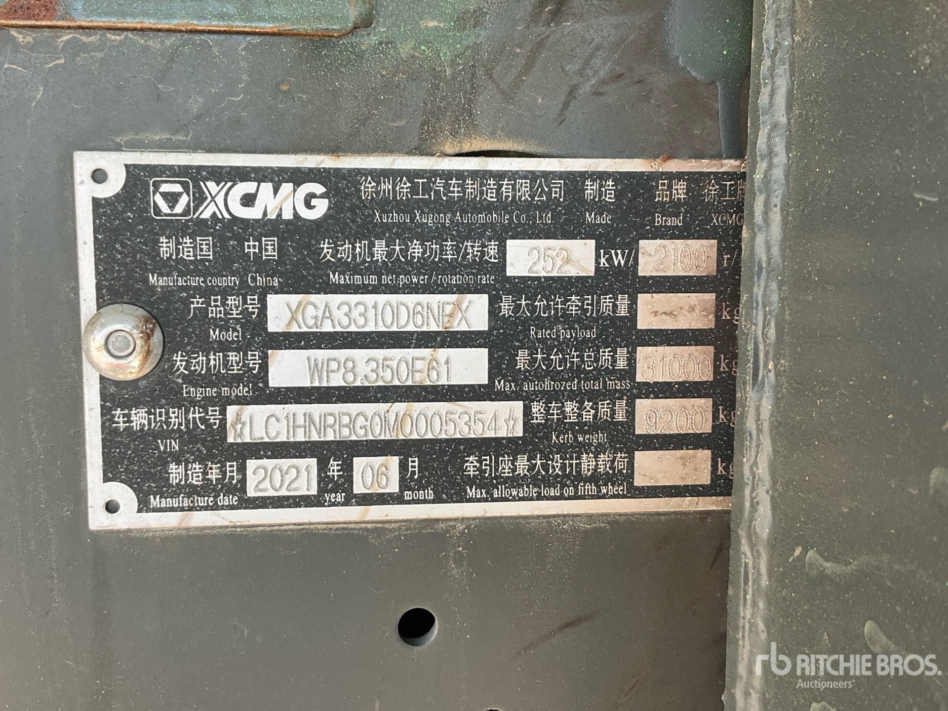 2021 XCMG XGA3310D6NEX