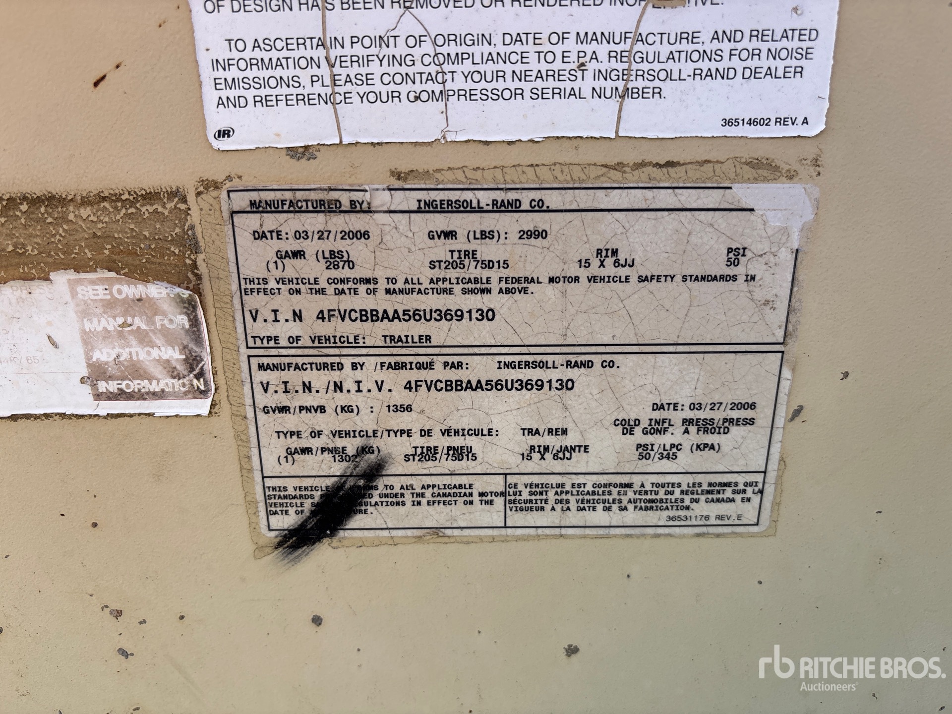 Ingersoll Rand 185 AIR COMPRES
