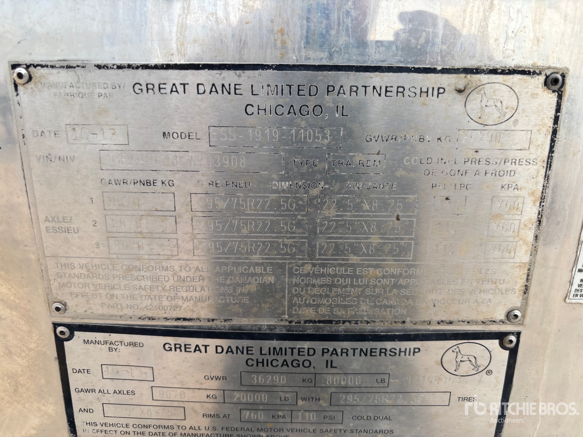 2014 Great Dane 53 FT X 102 IN TRI/A