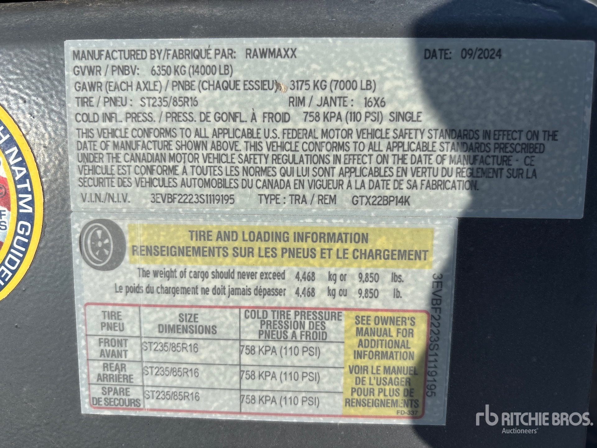 2025 Rawmaxx GTX22BP14K