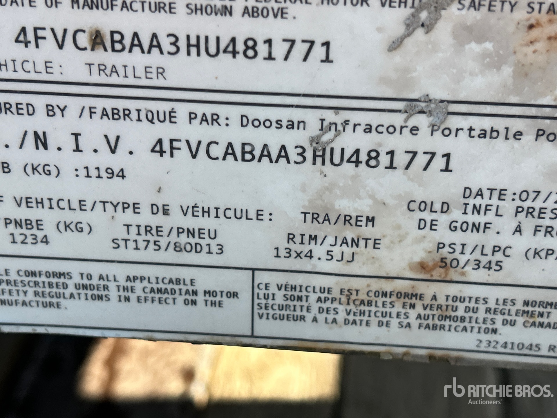 2017 Doosan Portable Power C185
