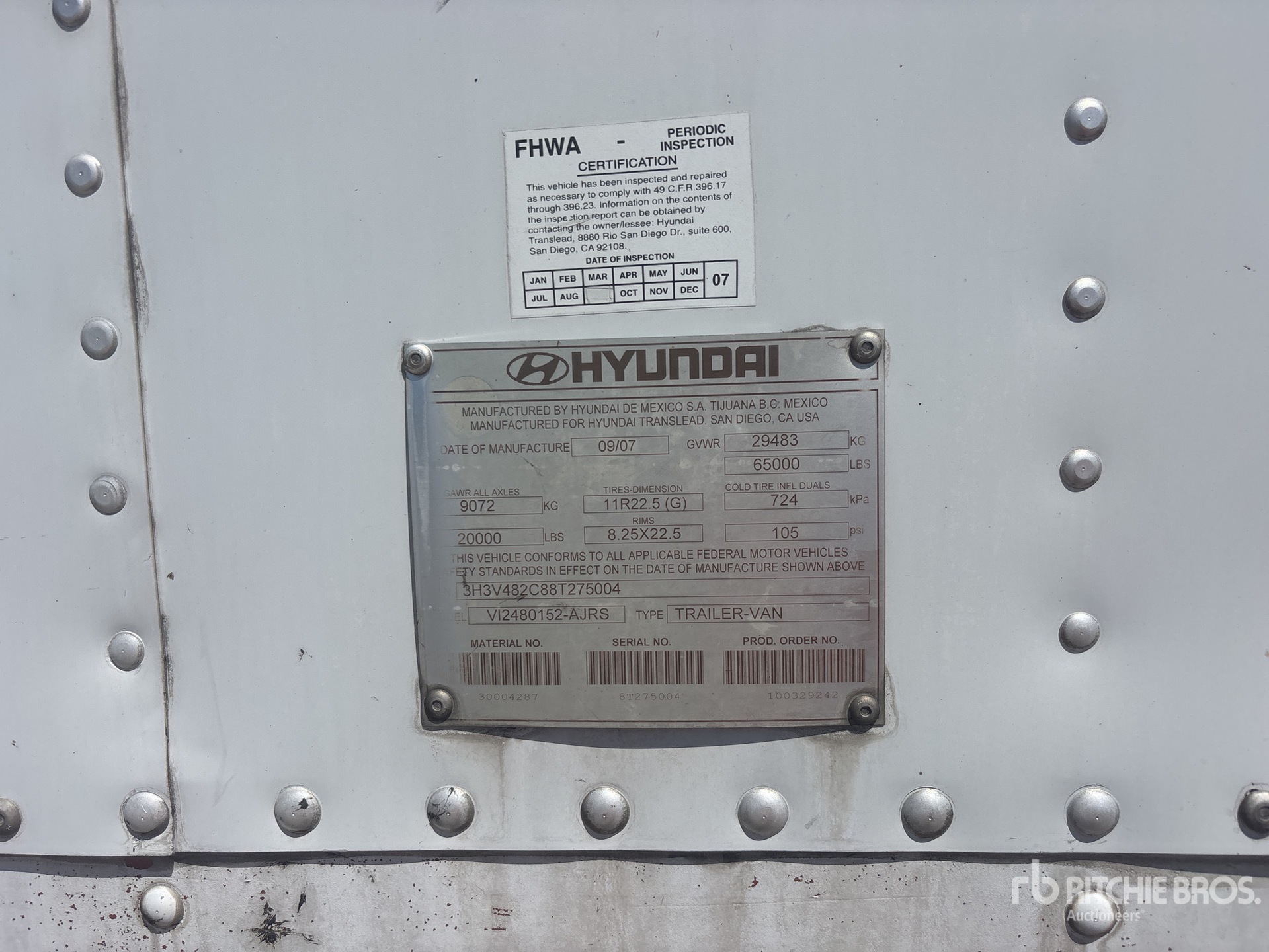 2008 Hyundai VI2480152AJRS