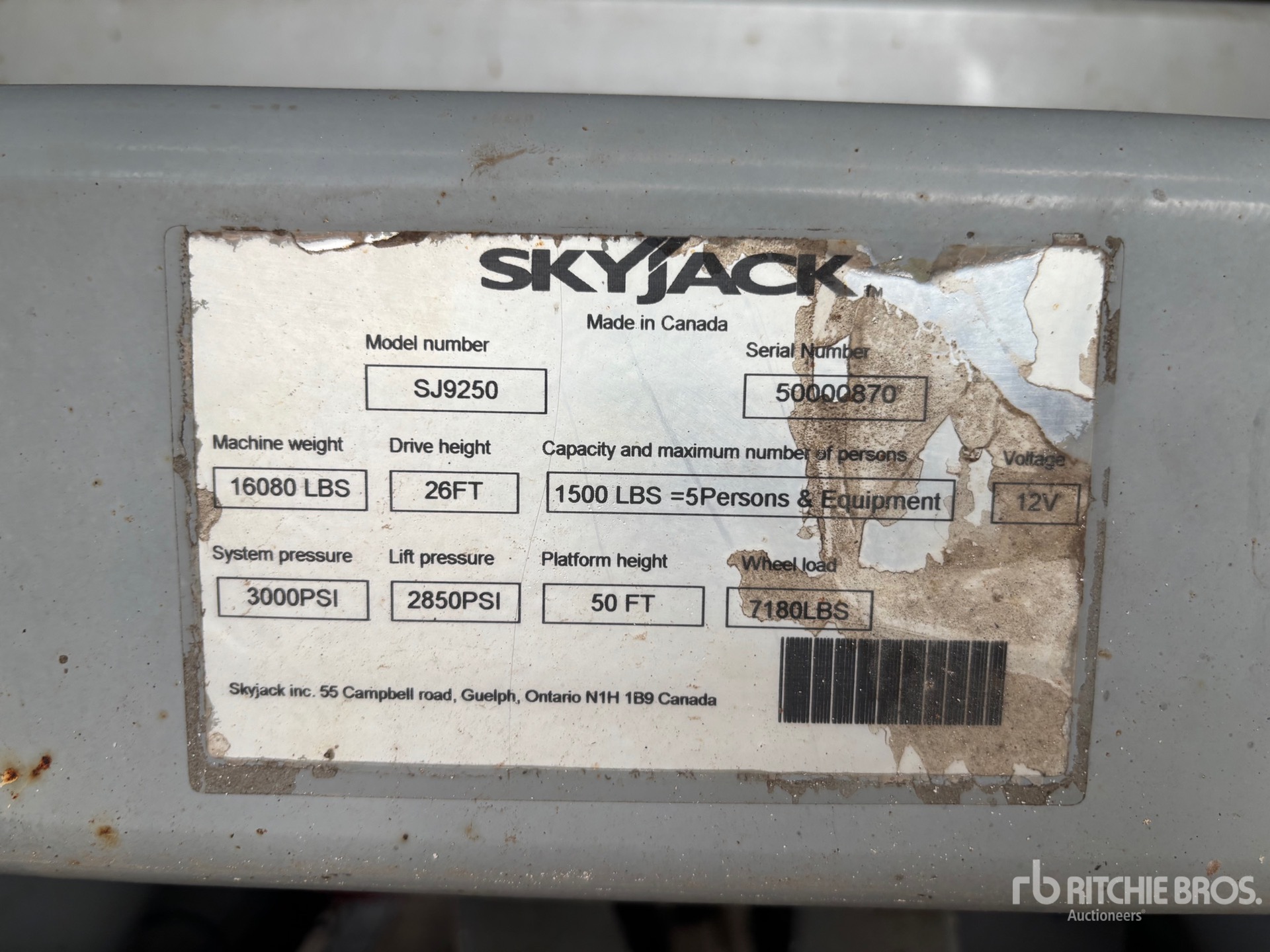 2012 Skyjack SJ9250RT