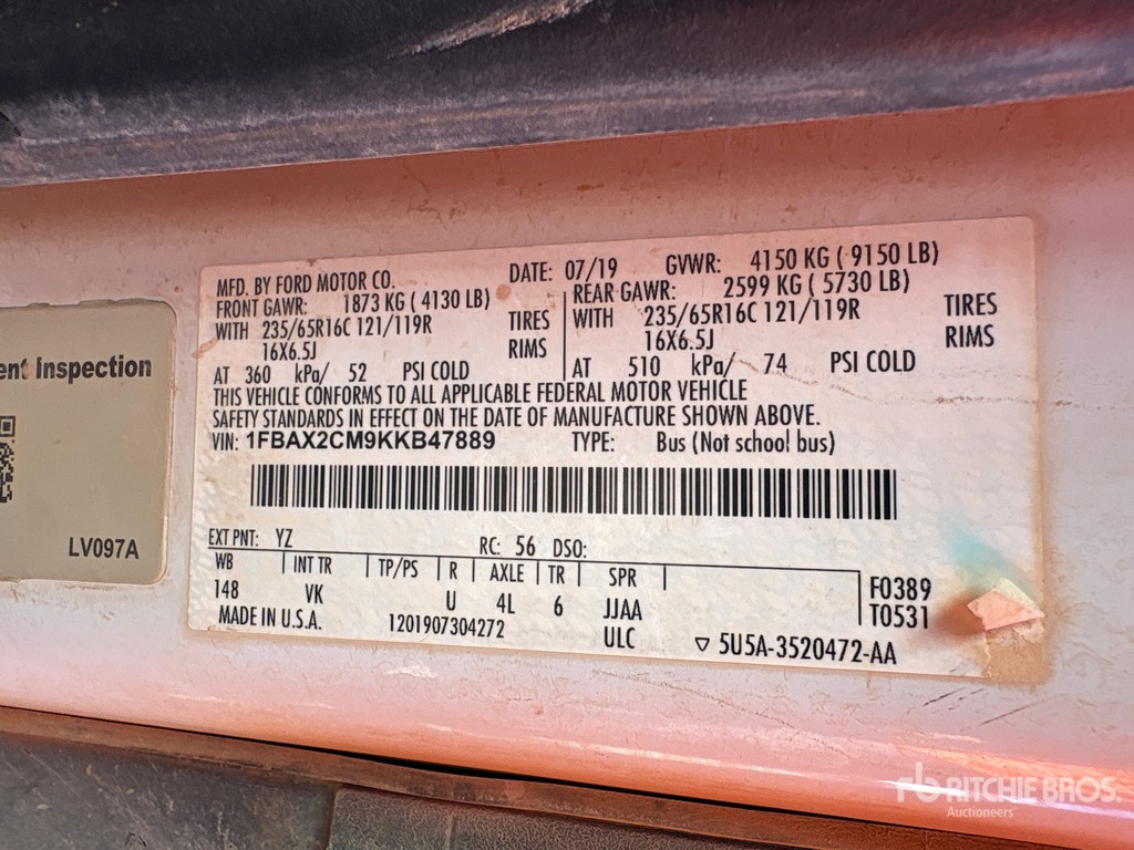 General Appearance with Serial Number / VIN