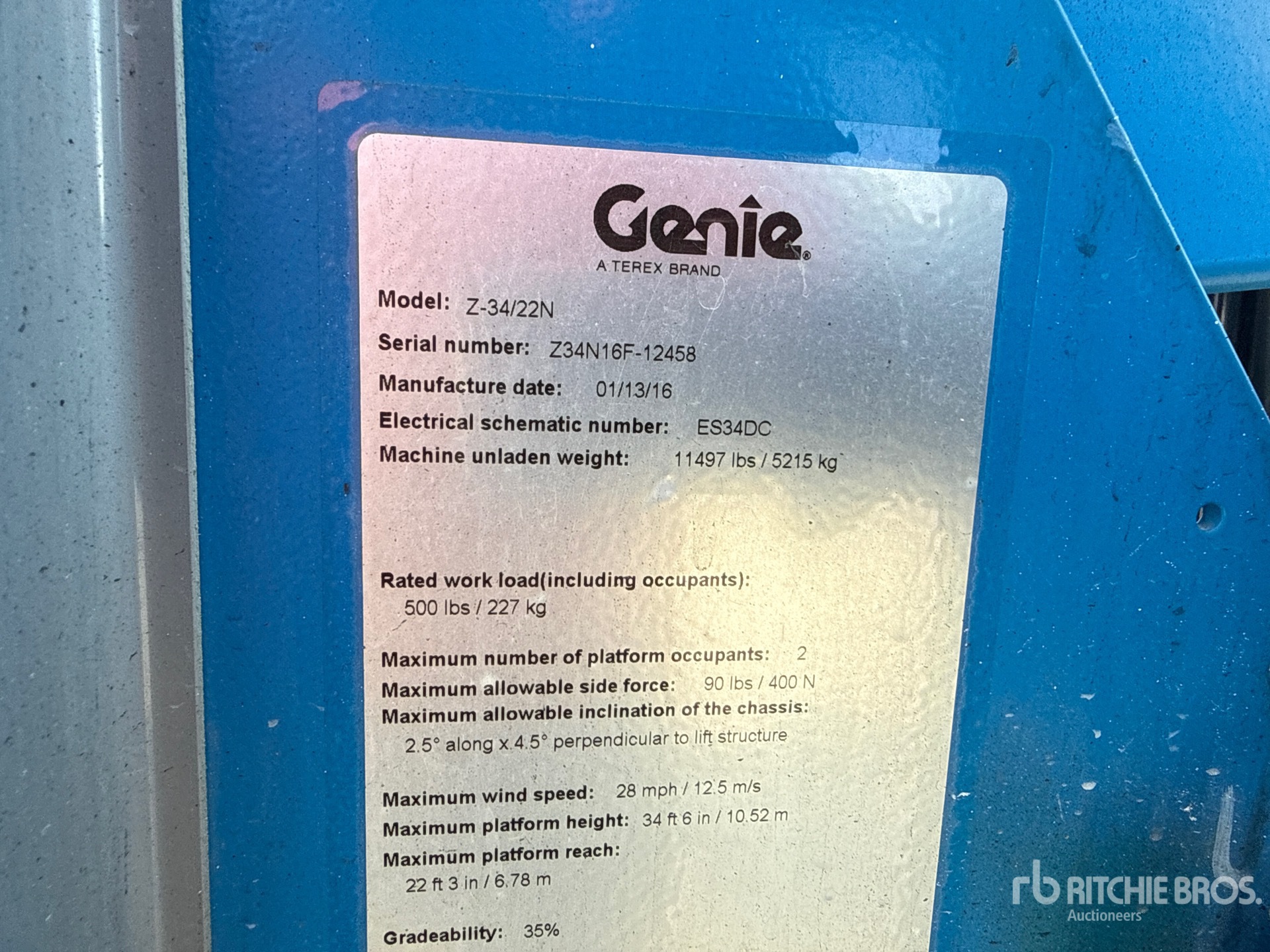 2016 Genie Z-34/22N
