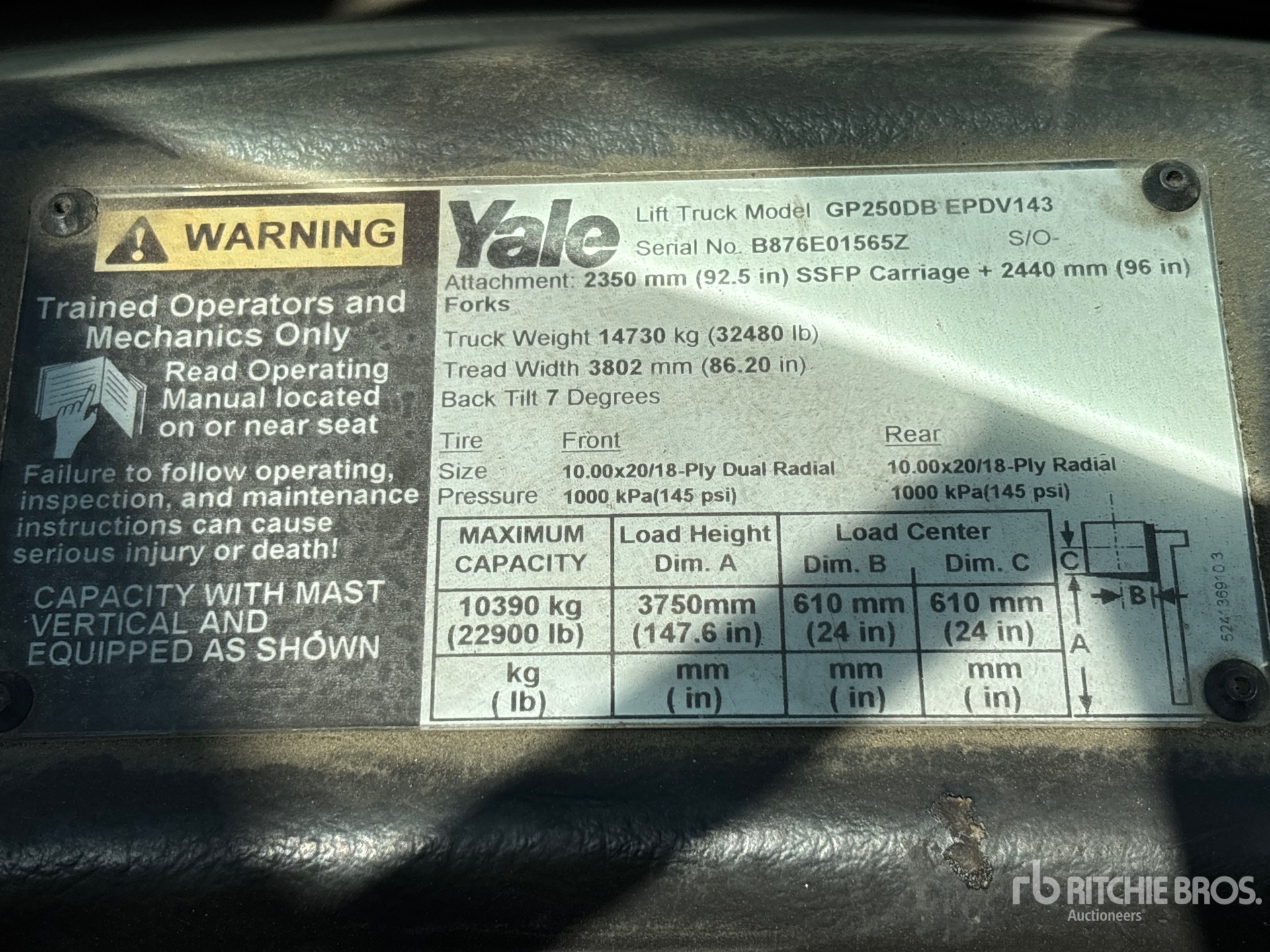 2002 Yale GP250DBEPDV143