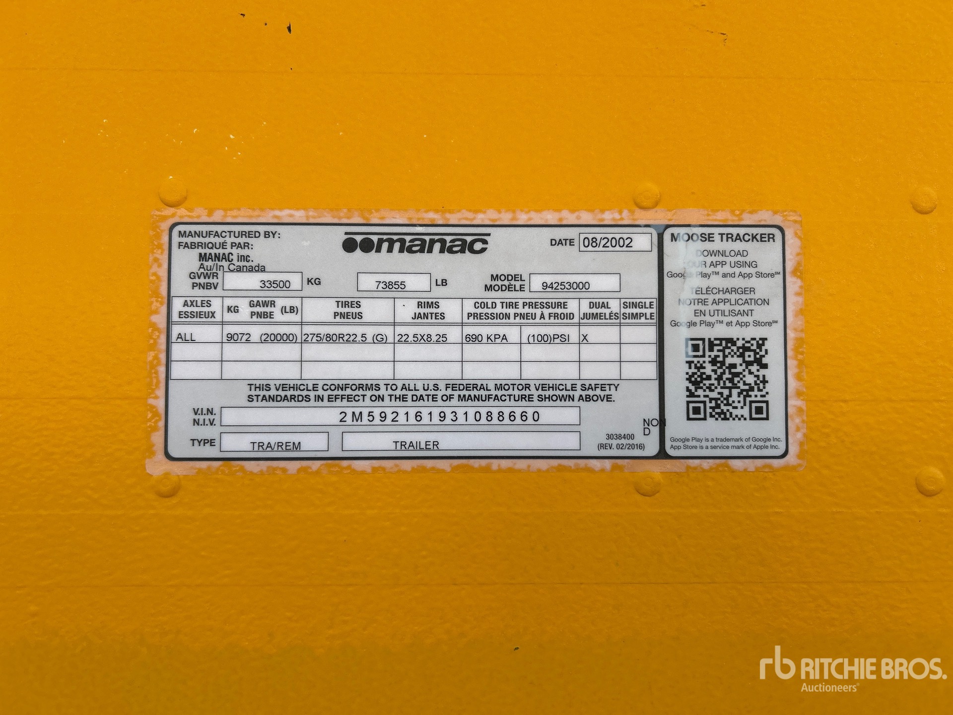 2003 Manac 53 FT X 102 IN T/A