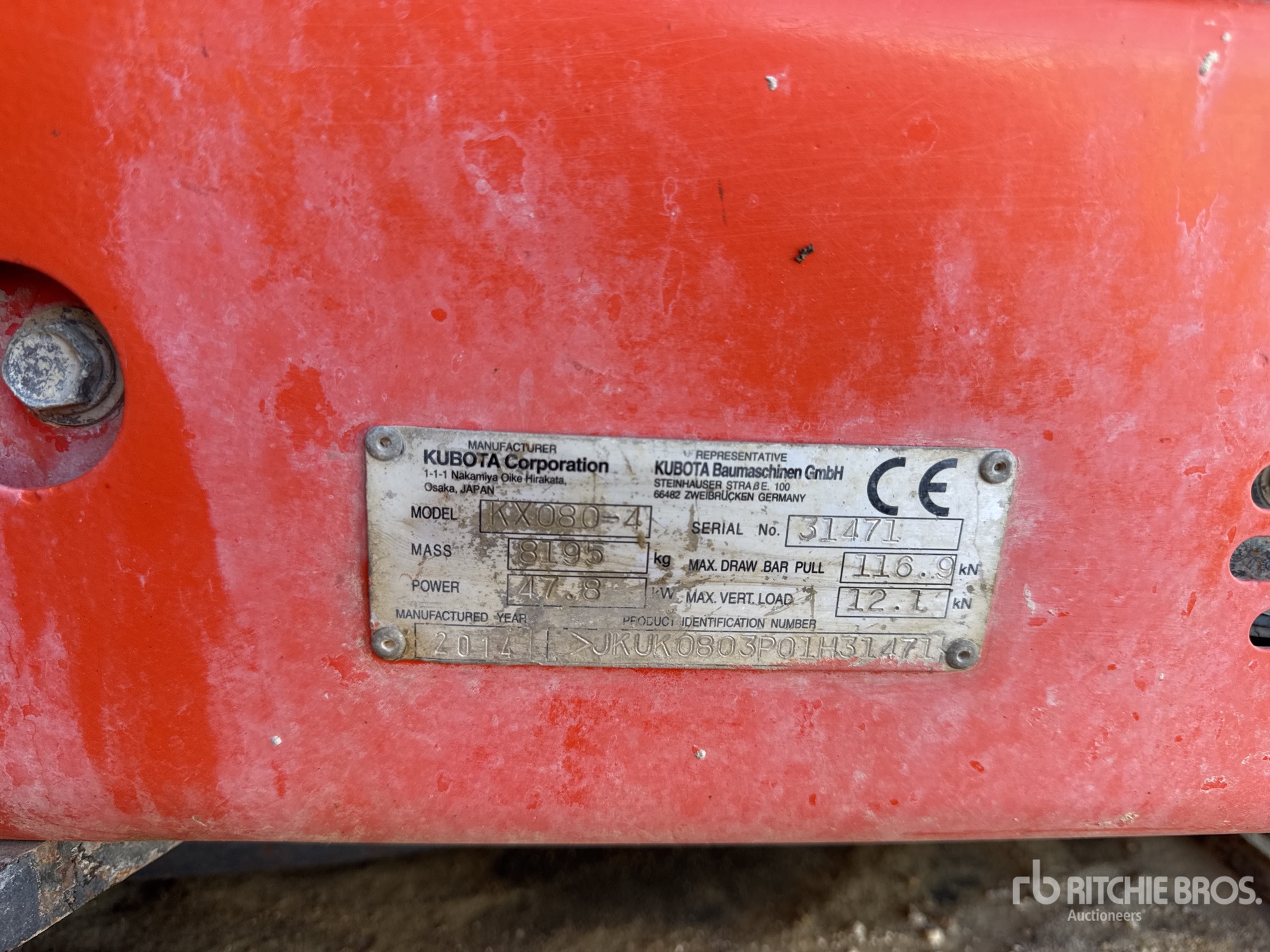 2014 Kubota KX080-4