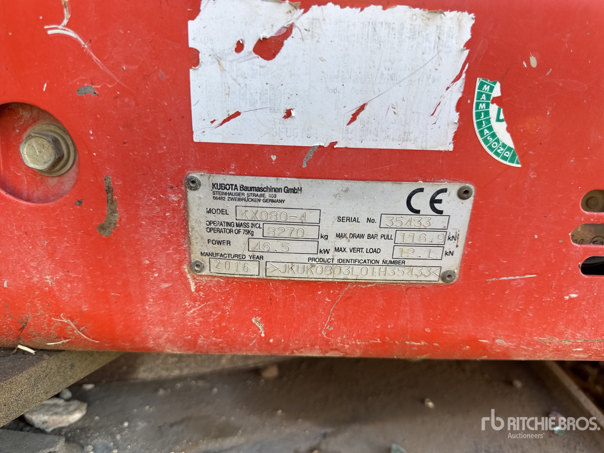 2016 Kubota KX080-4