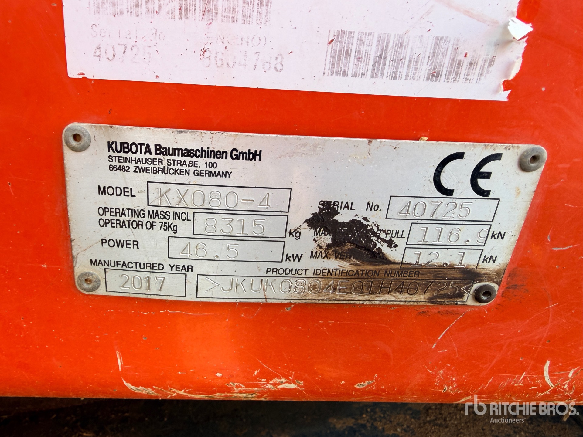 2017 Kubota KX080-4