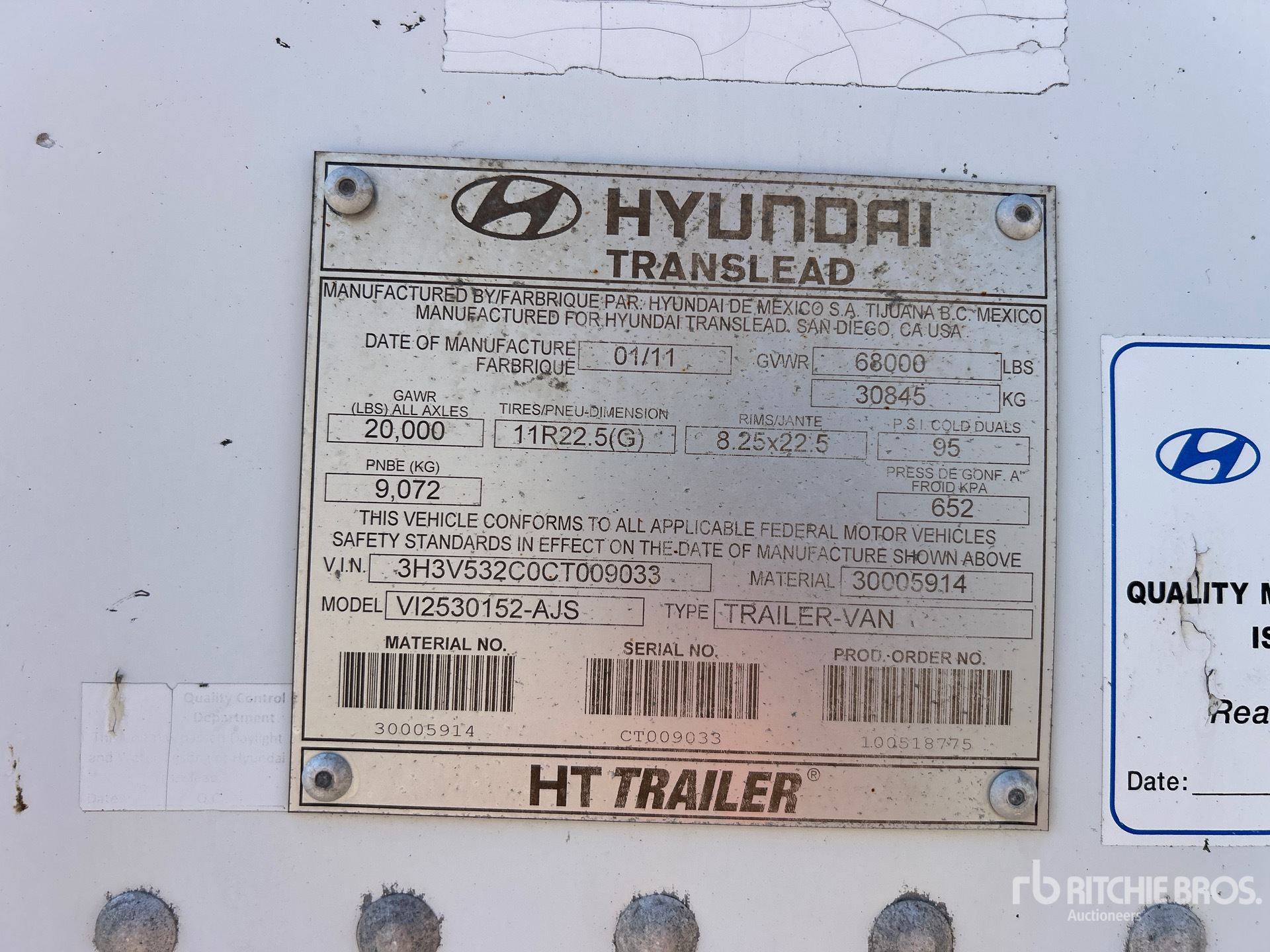 2012 Hyundai 53 ft x 102 in T/A