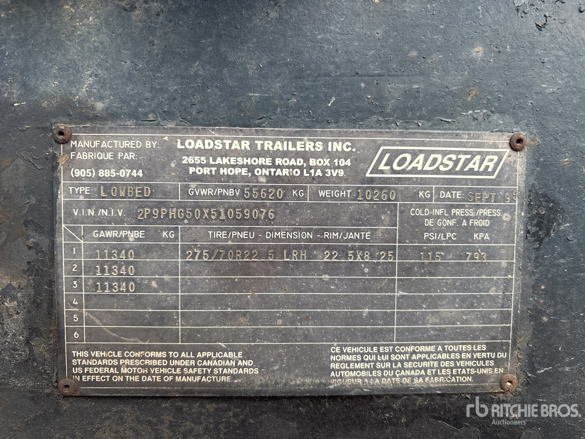 1995 Load Star Trailer Tri/A Removable Gooseneck