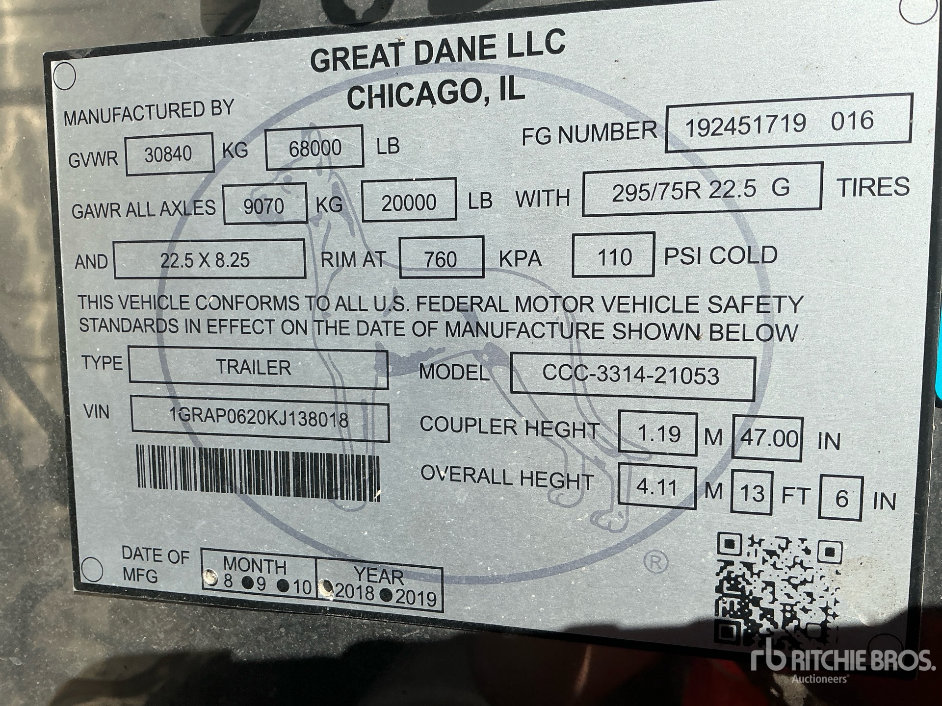 2019 Great Dane 53 FT T/A