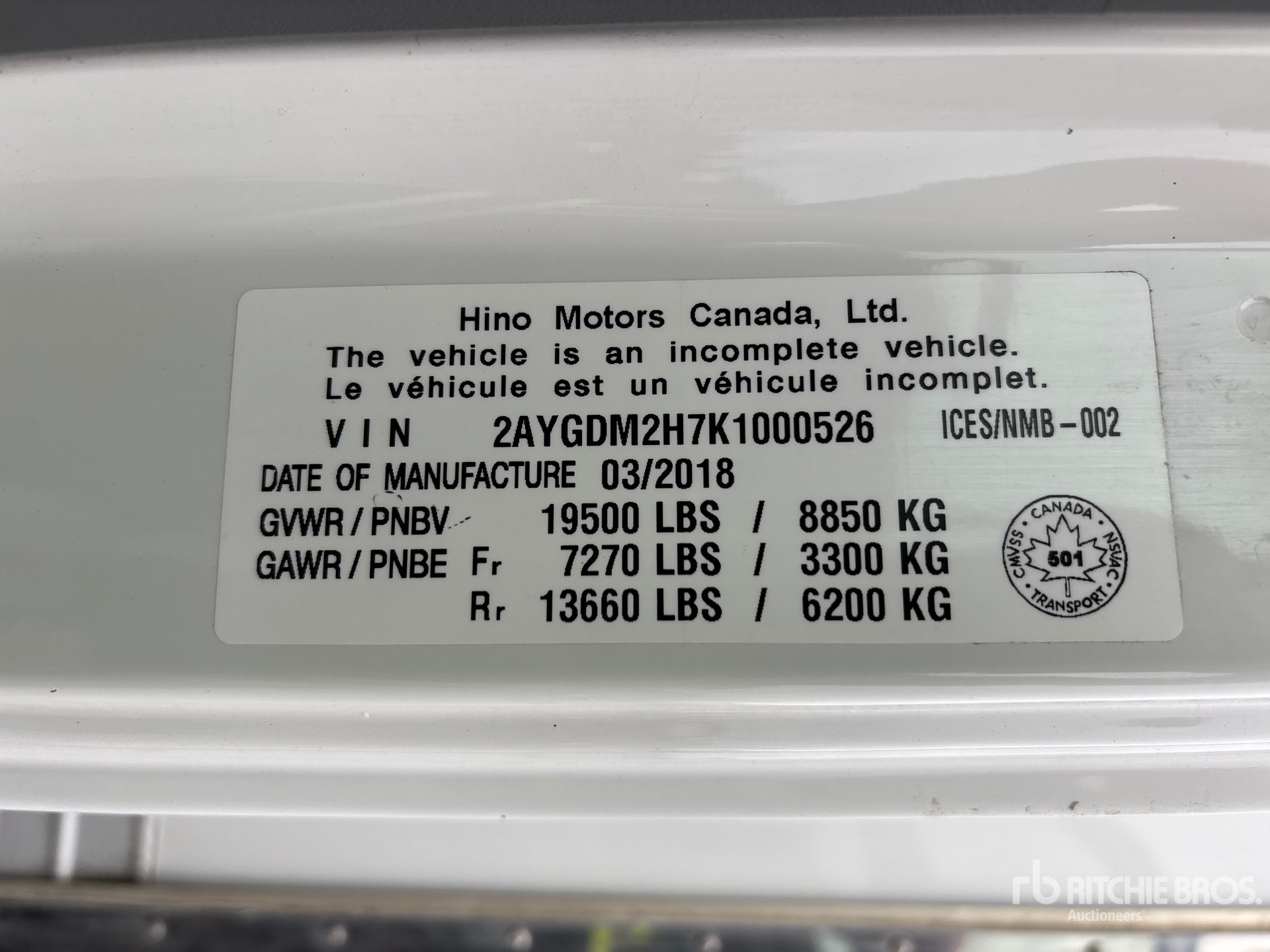 2019 Hino 195