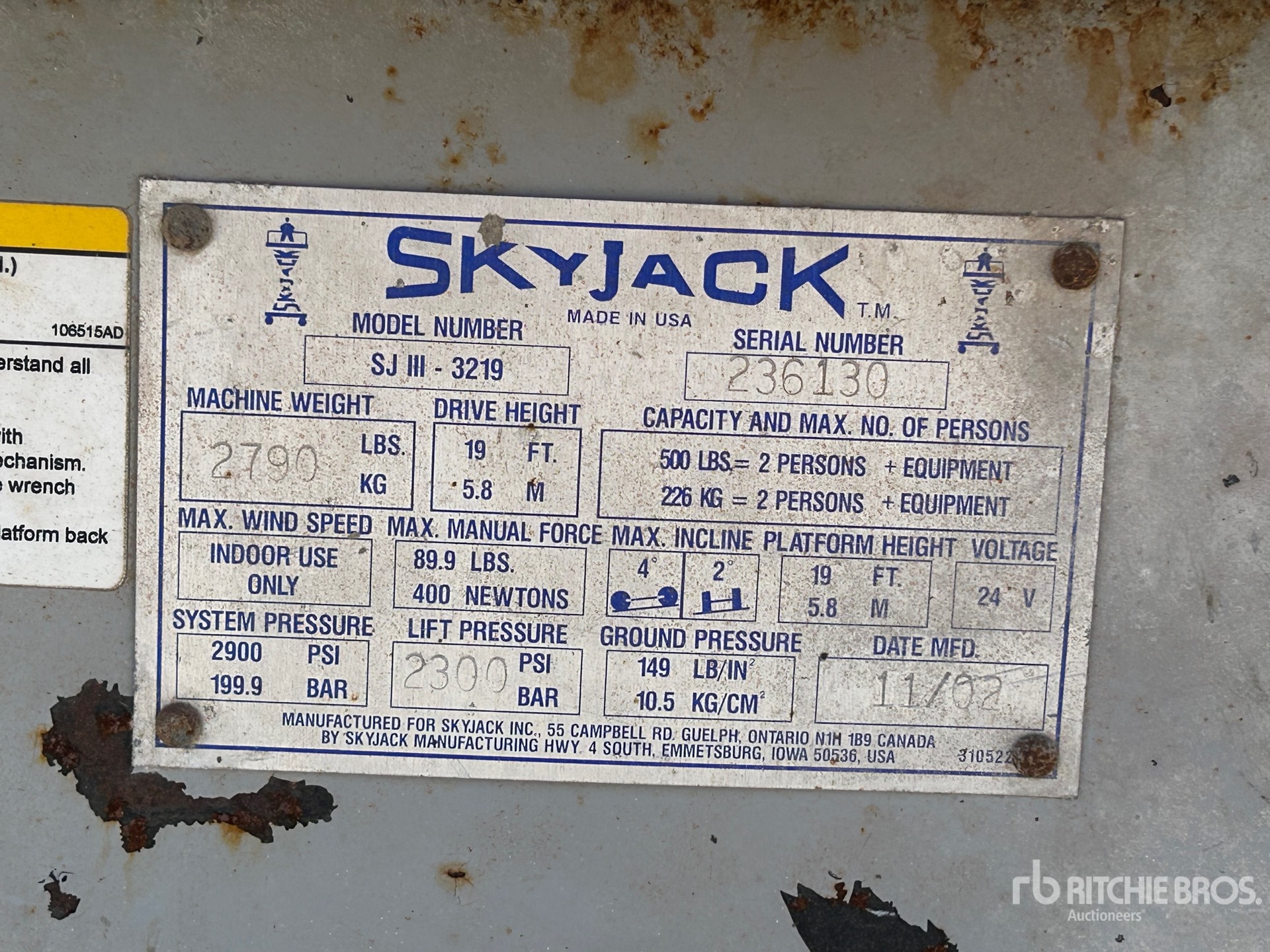 2002 Skyjack SJIII-3219