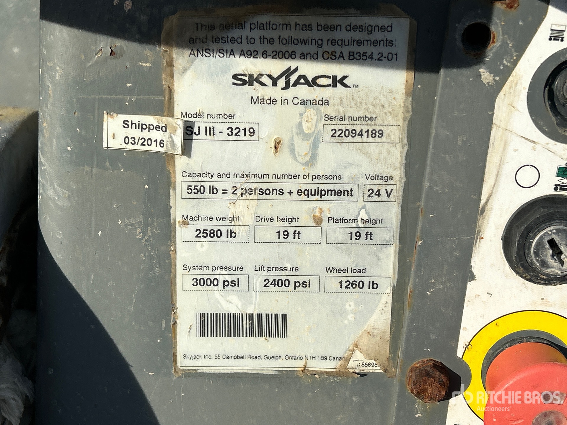 2016 Skyjack SJIII3219
