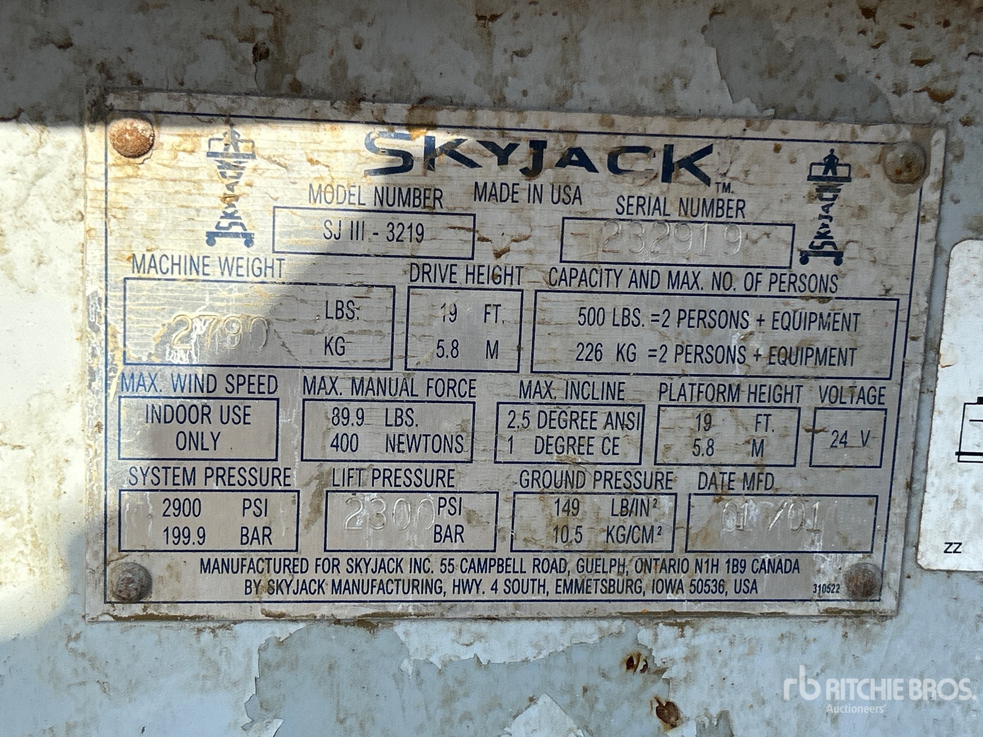 2001 Skyjack SJIII3219
