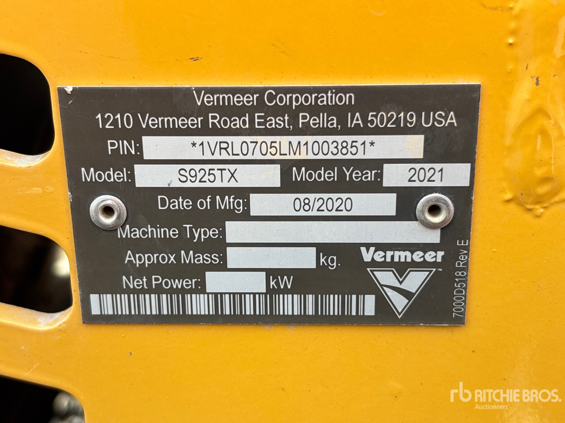 2021 Vermeer S925TX