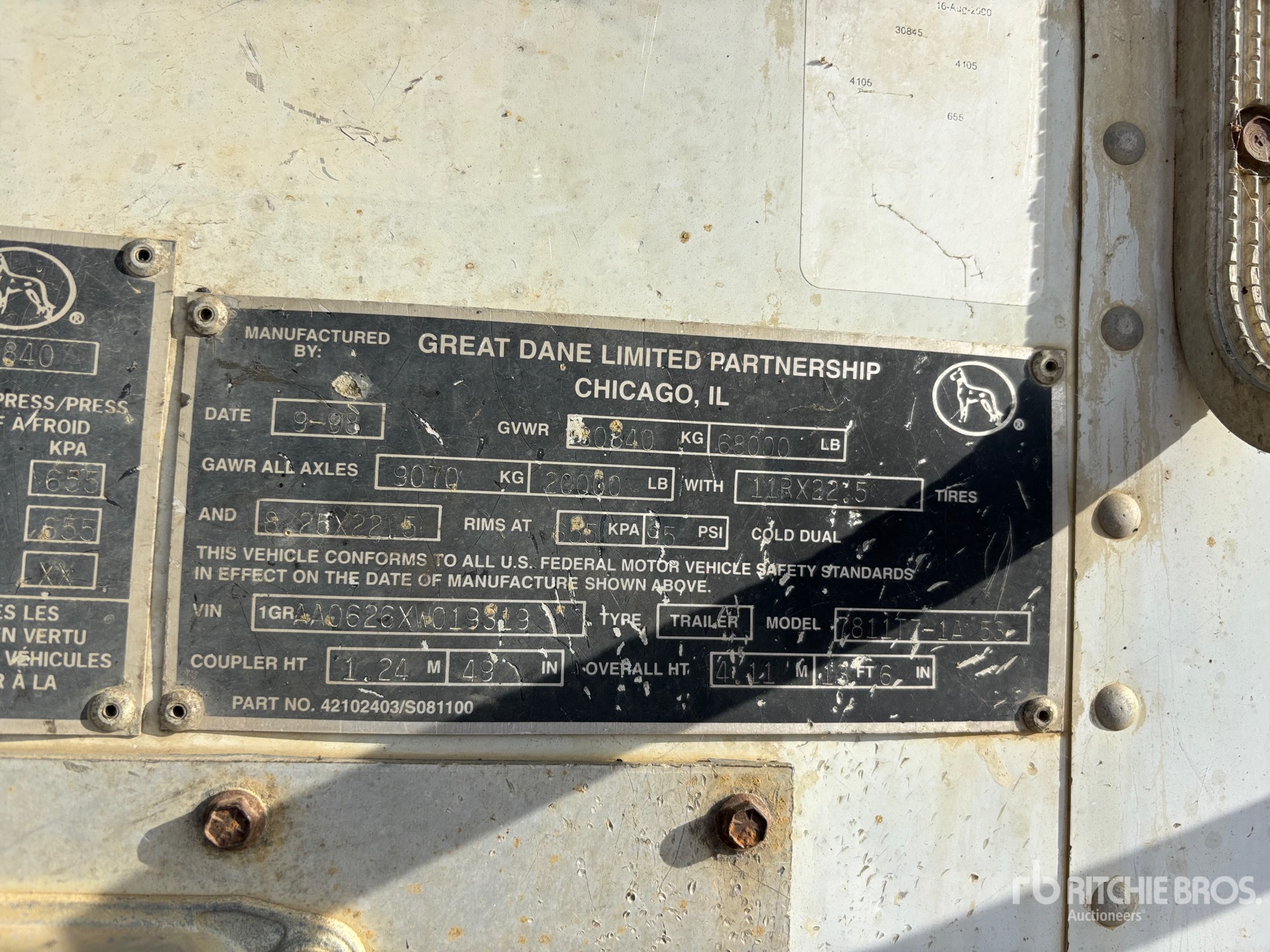 1998 Great Dane 53 FT X 102 IN T/A